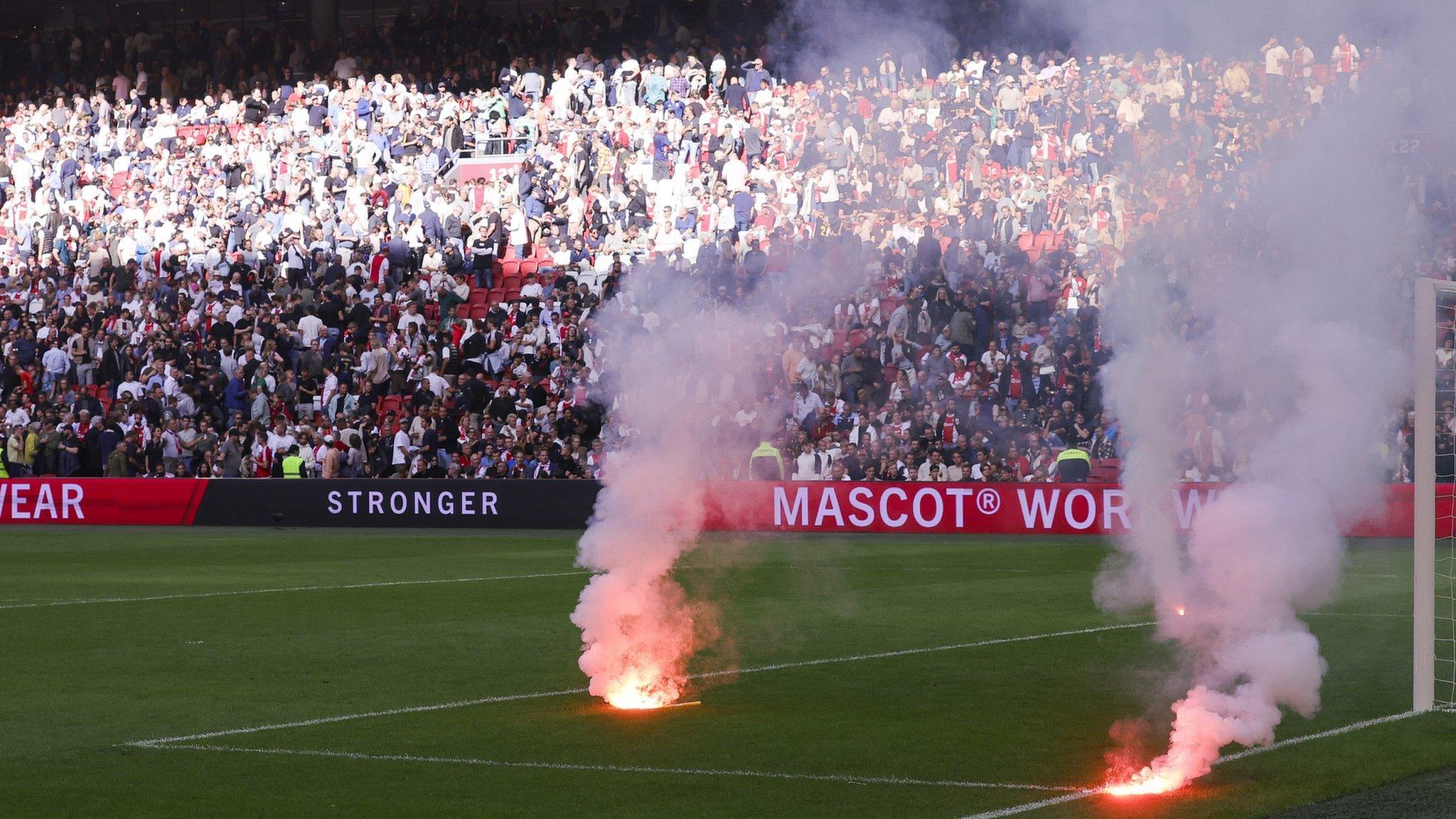 Flares at the Johan Cruyff Arena