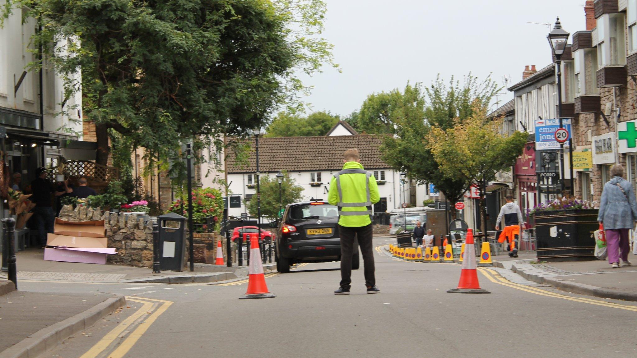 Road closed with traffic cones