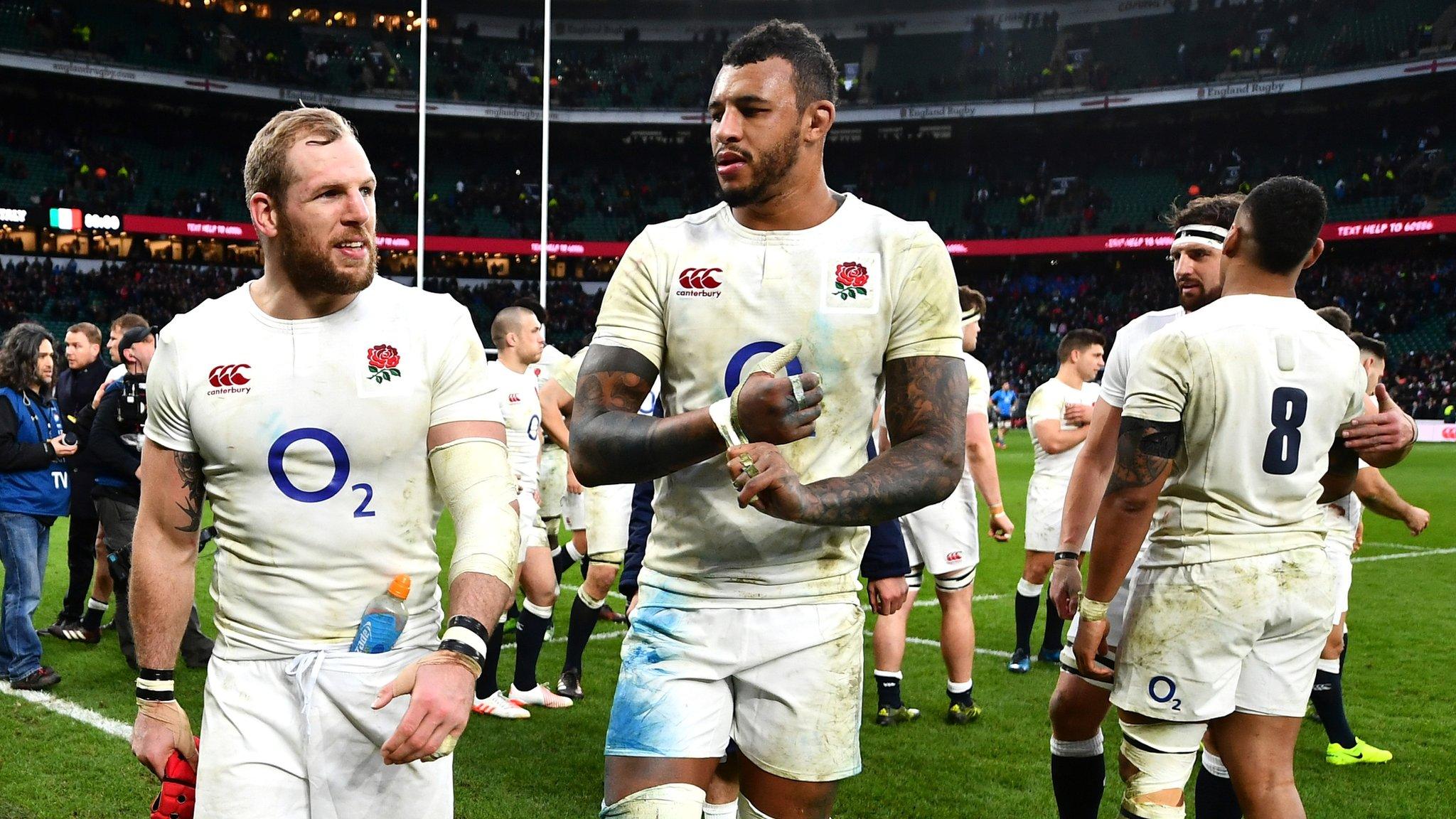 England's James Haskell and Courtney Lawes