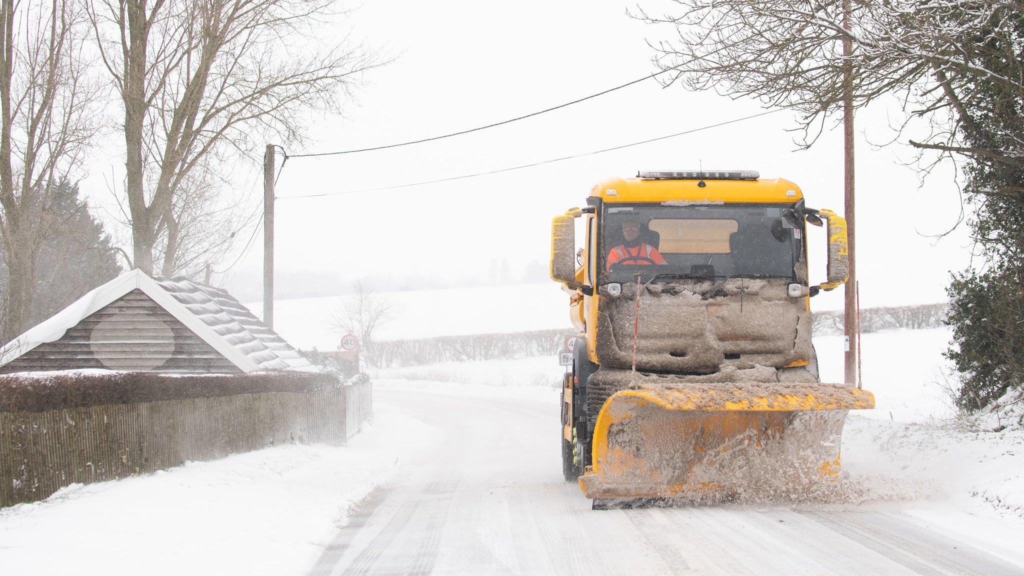 Snow plough at Barham, Suffolk