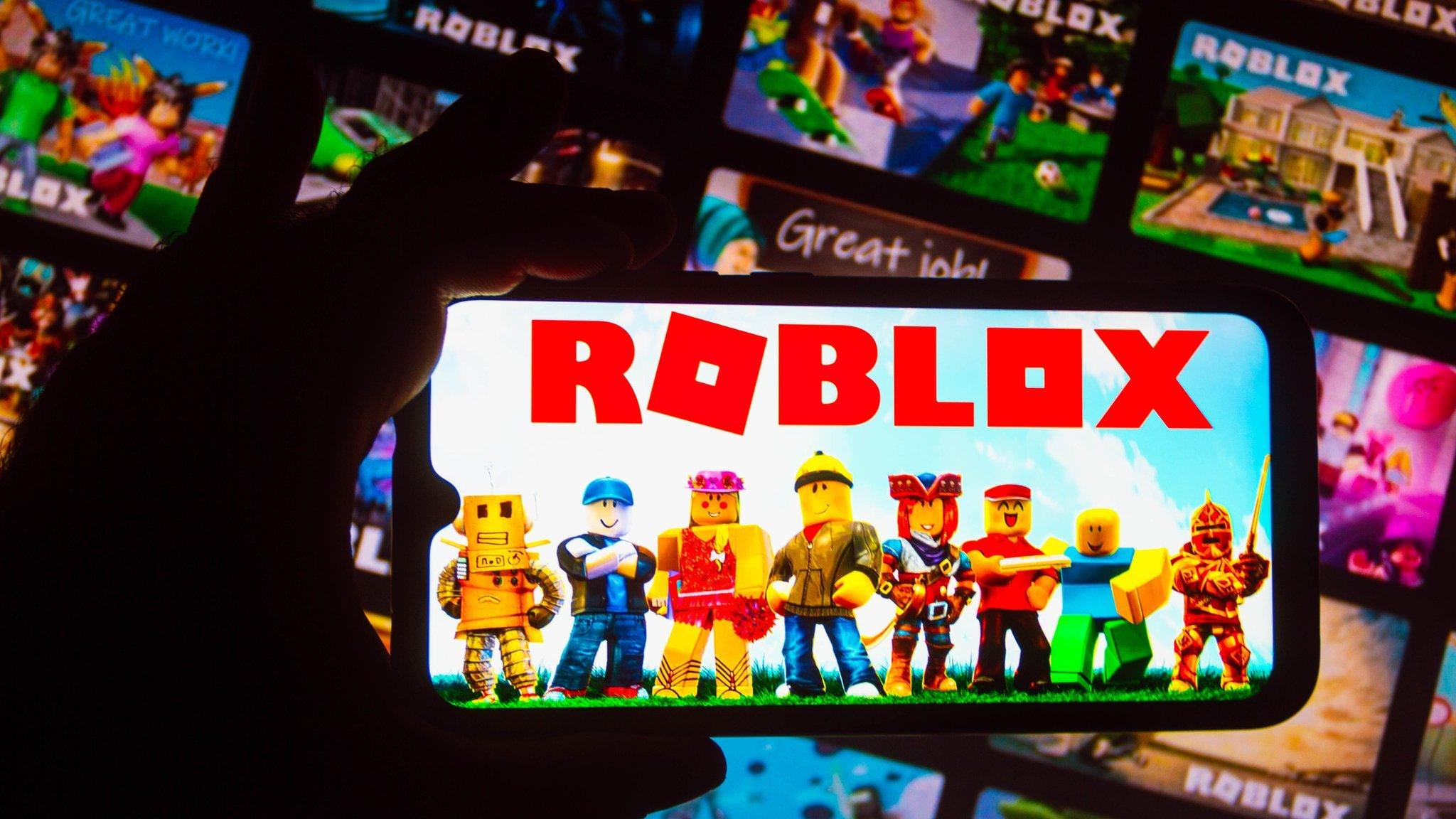 Roblox logo on a smart phone