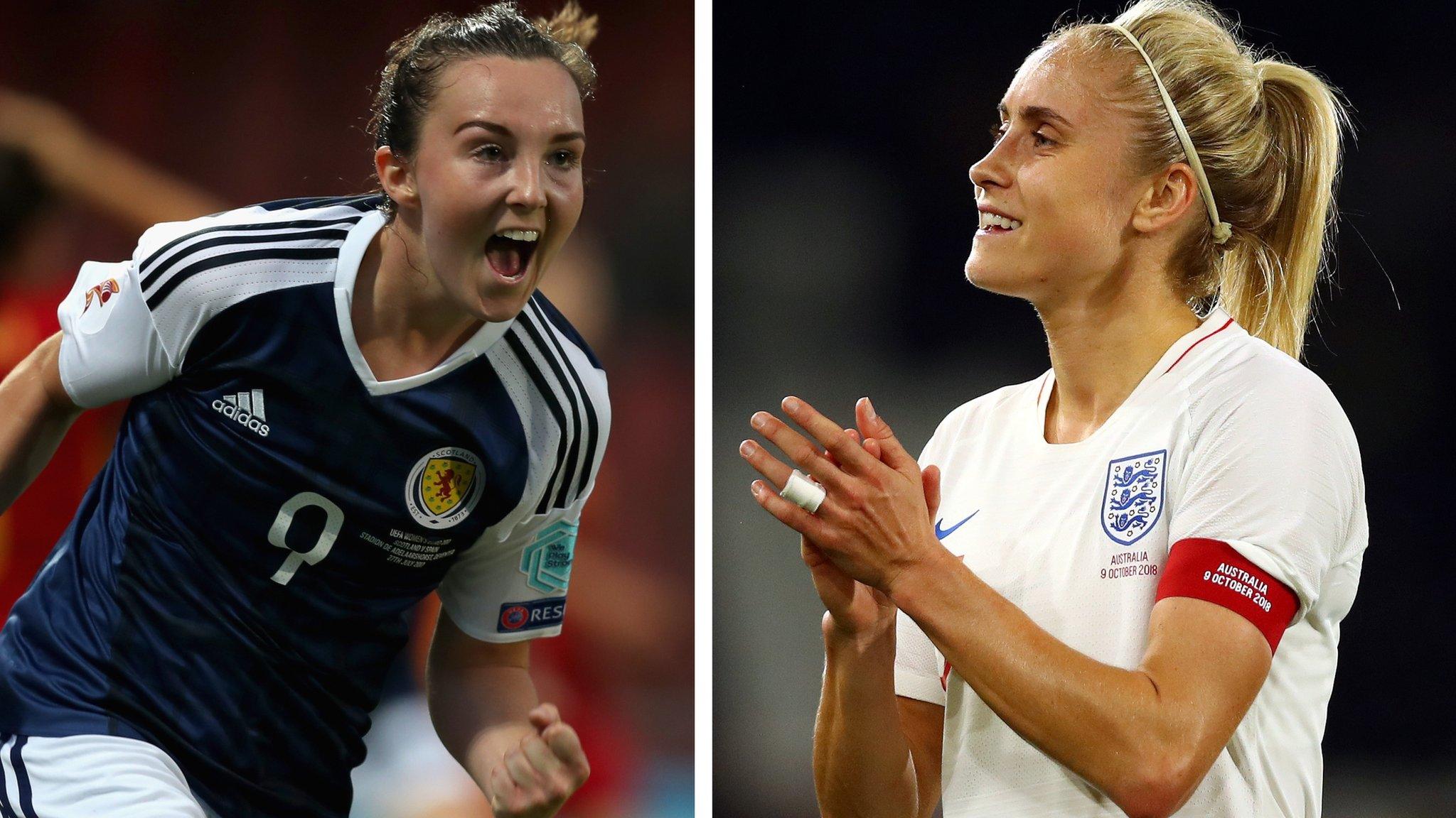 Scotland-player-Caroline-Weir-and-England-player-Steph-Houghton