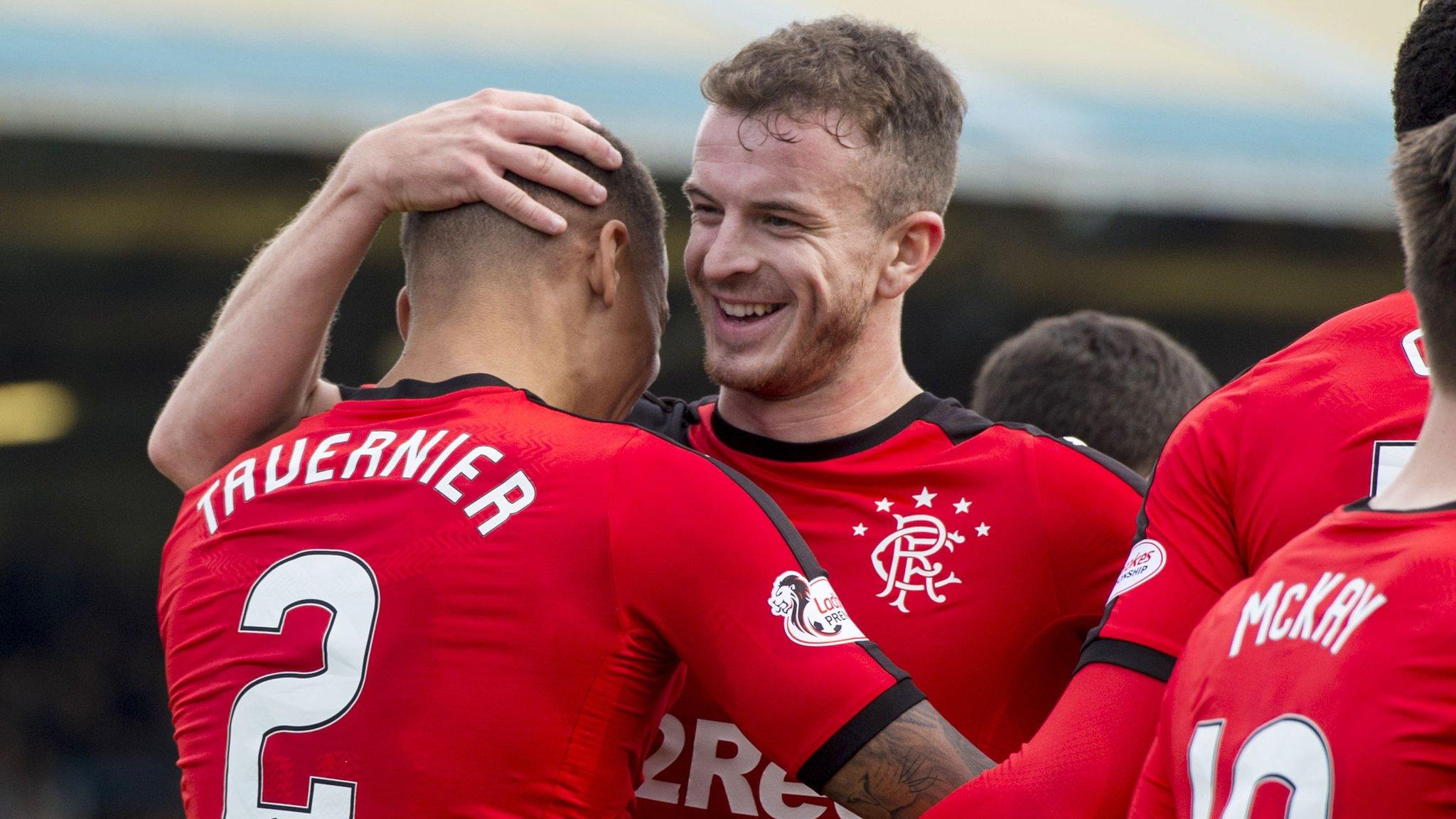 Rangers' Andy Halliday (right) celebrates with goalscorer James Tavernier