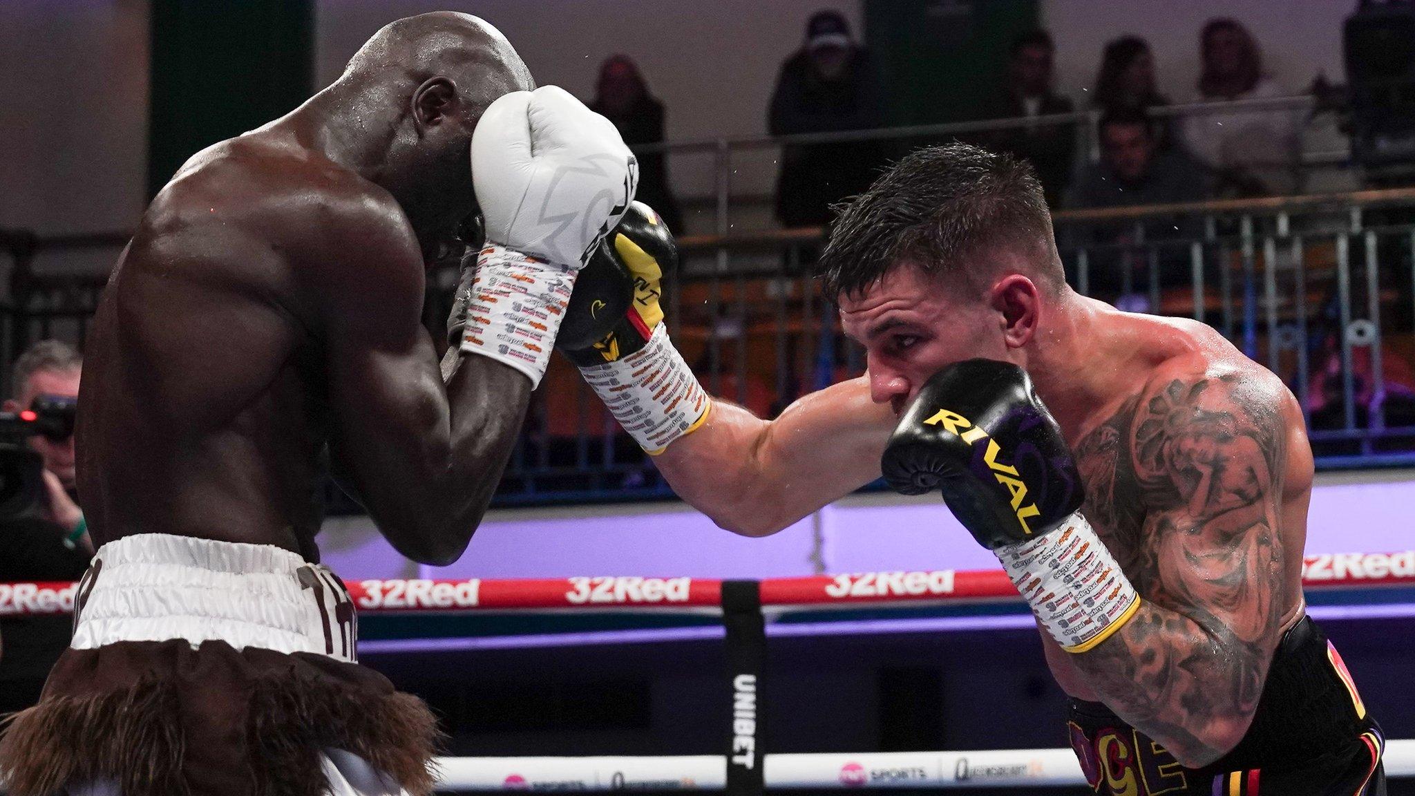 Yvan Mendy covers up from a shot from Sam Noakes