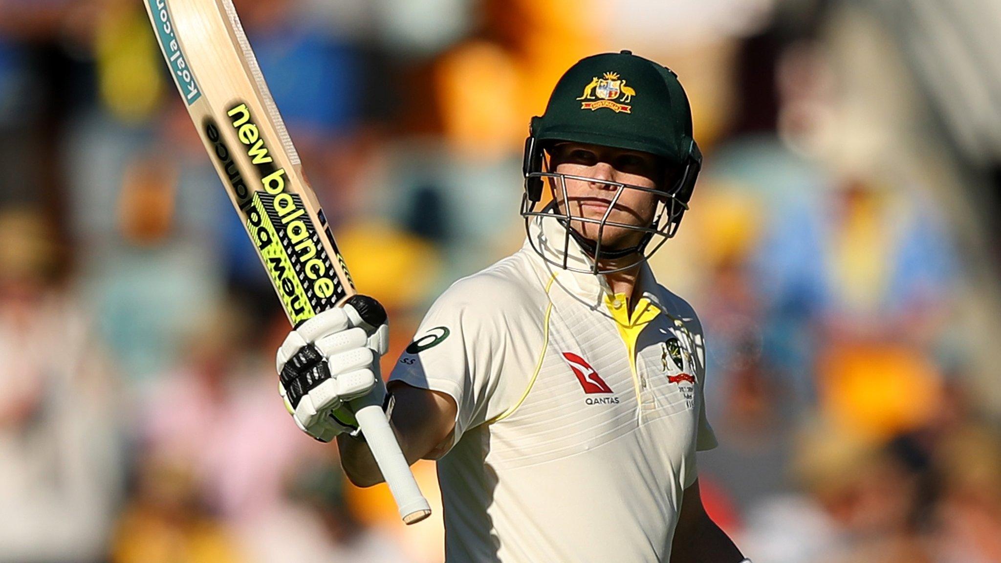 Australia captain Steve Smith celebrates his fifty