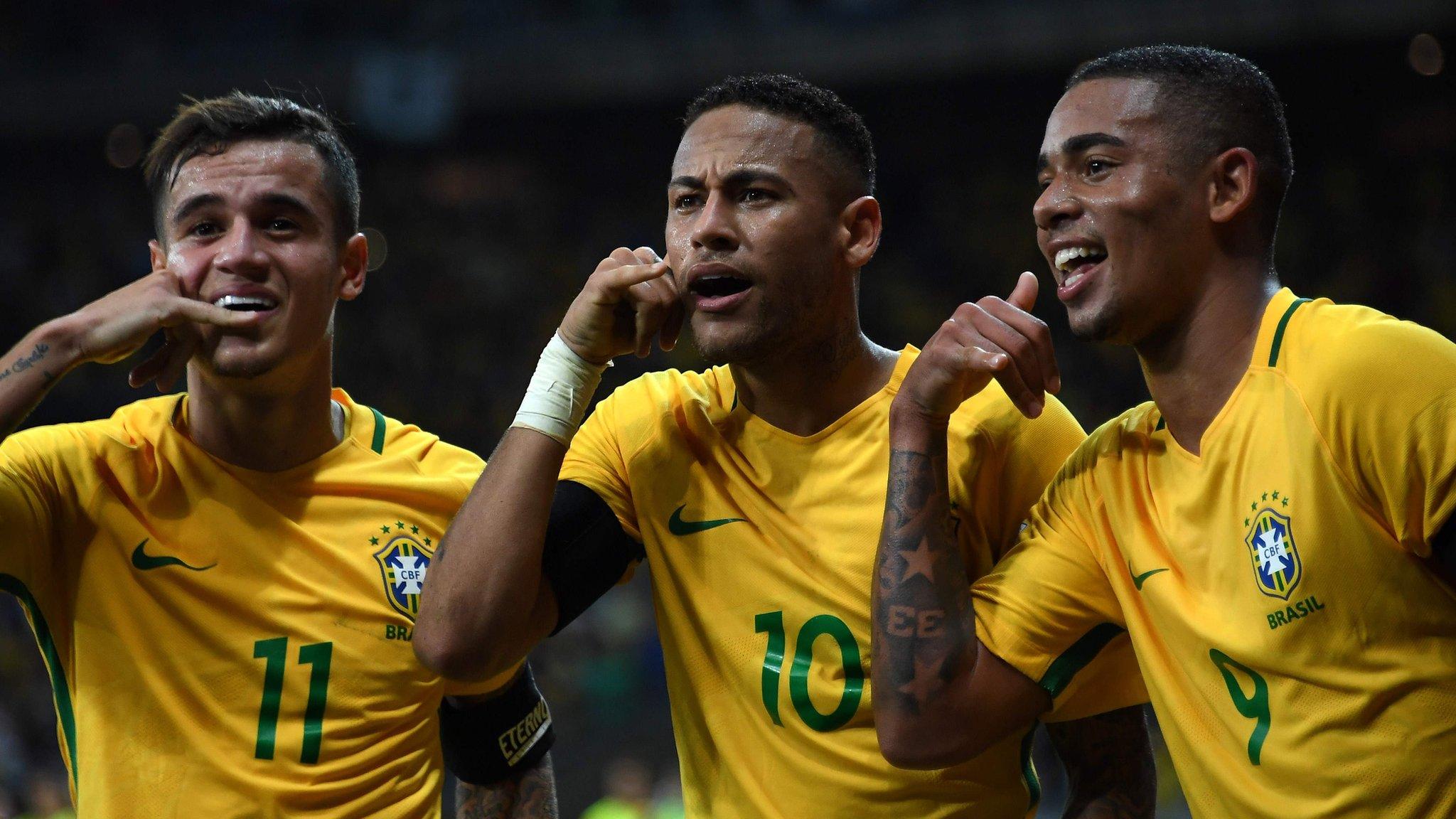 Brazil celebrate during their win over Argentina