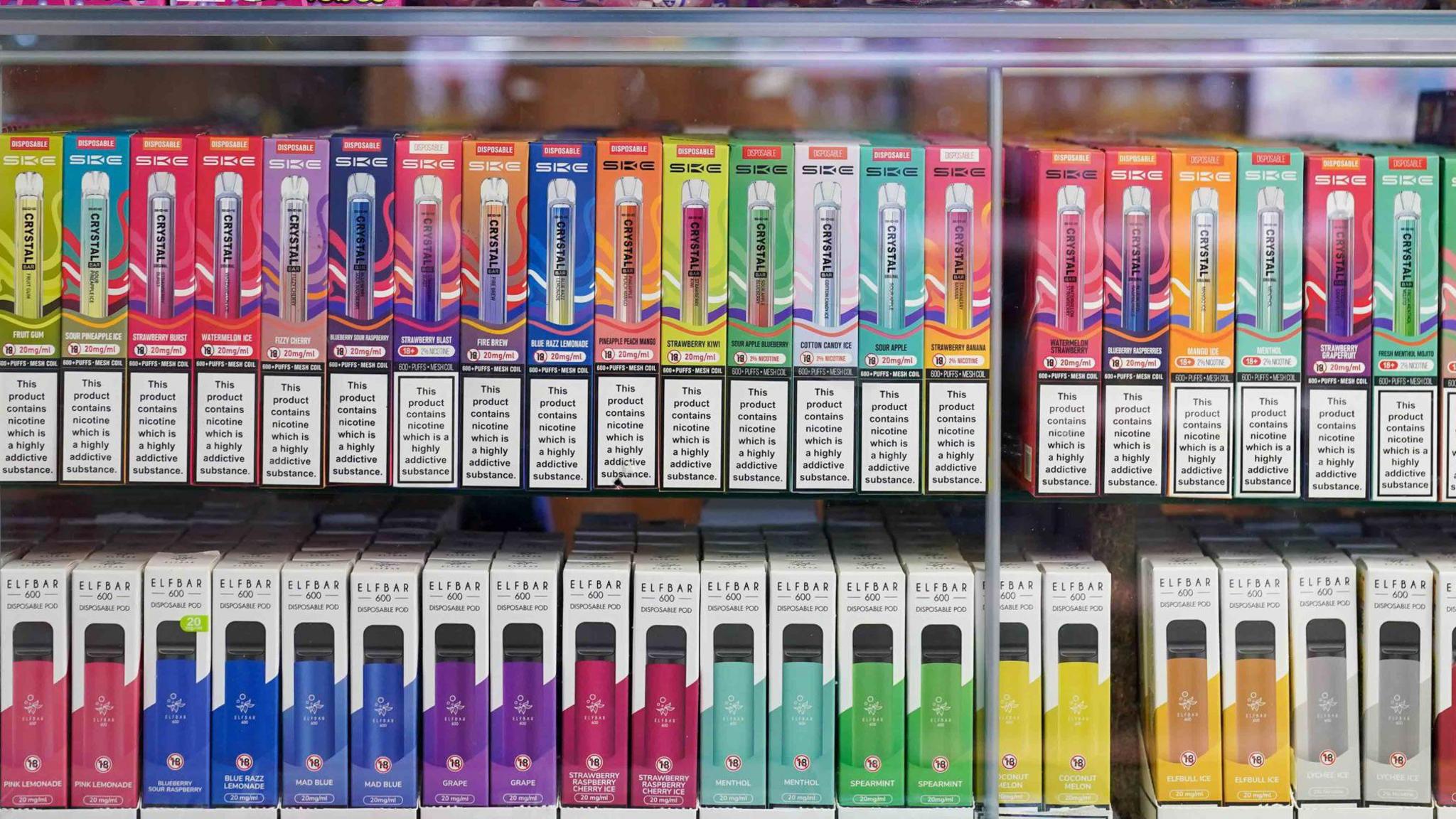 Images of vapes shown on display in shops