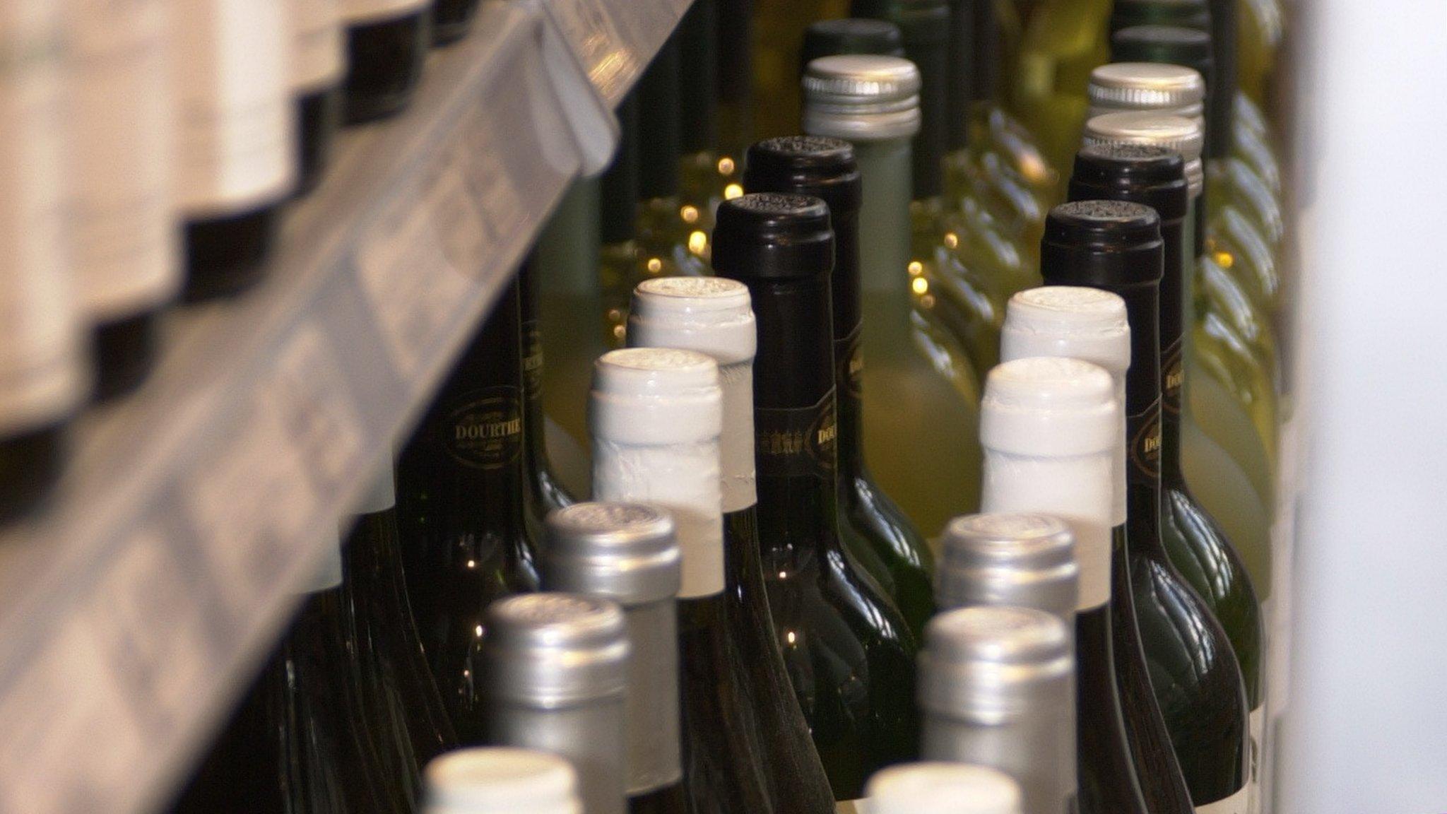 Wine bottles for sale in a shop