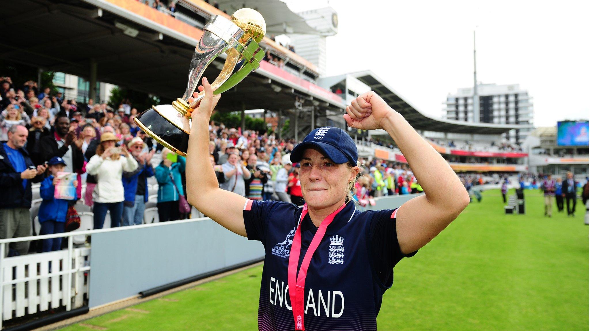 23 July, 2017, Lord's: Sciver-Brunt scored 34 runs off 42 balls and then bowled figures of 0-22 as England beat India in the ICC Women's World Cup final at Lord's by nine runs. In total, Brunt lifted three major titles with England.