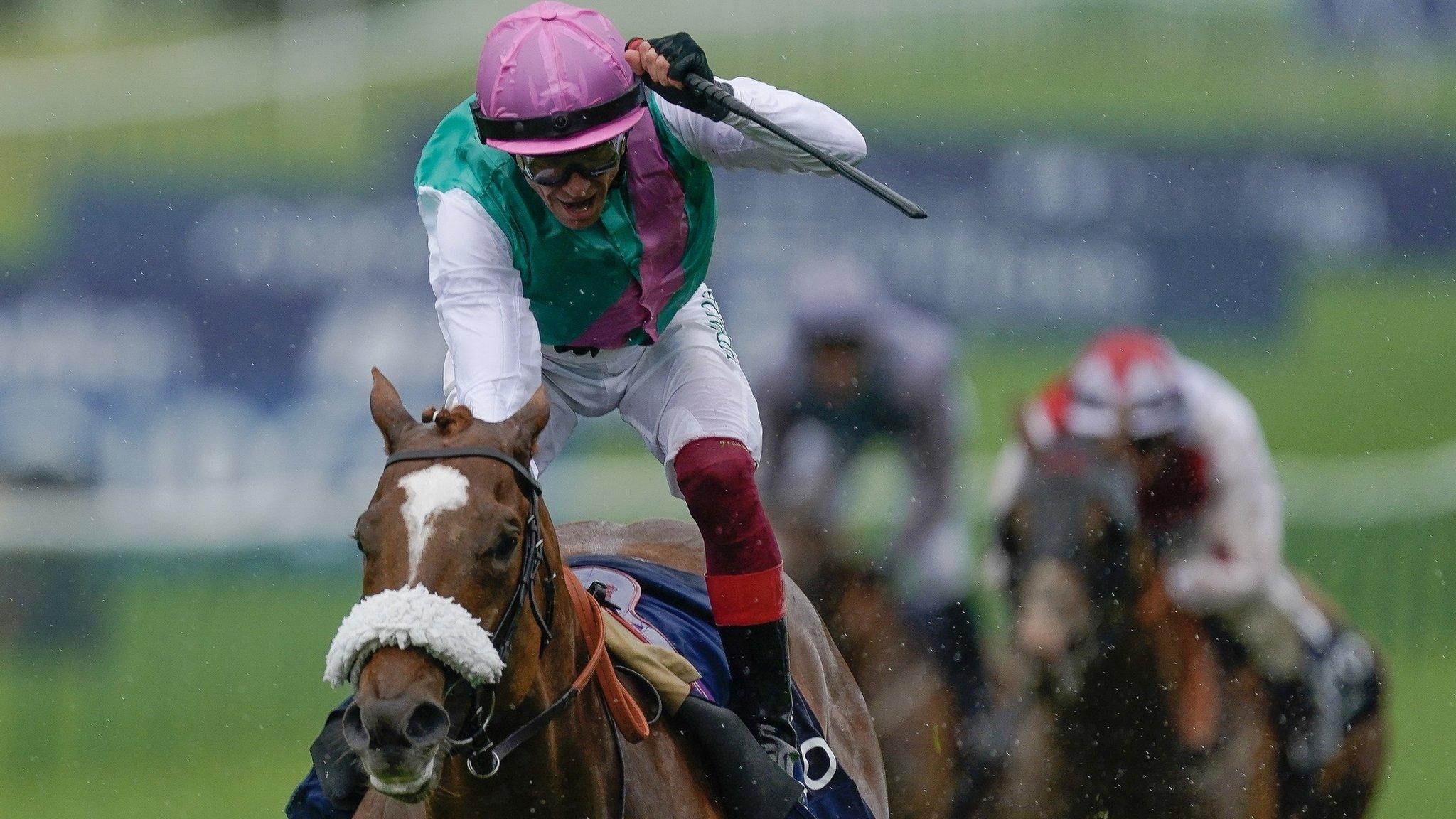 Frankie Dettori wins the 2,000 Guineas at Newmarket on Chaldean