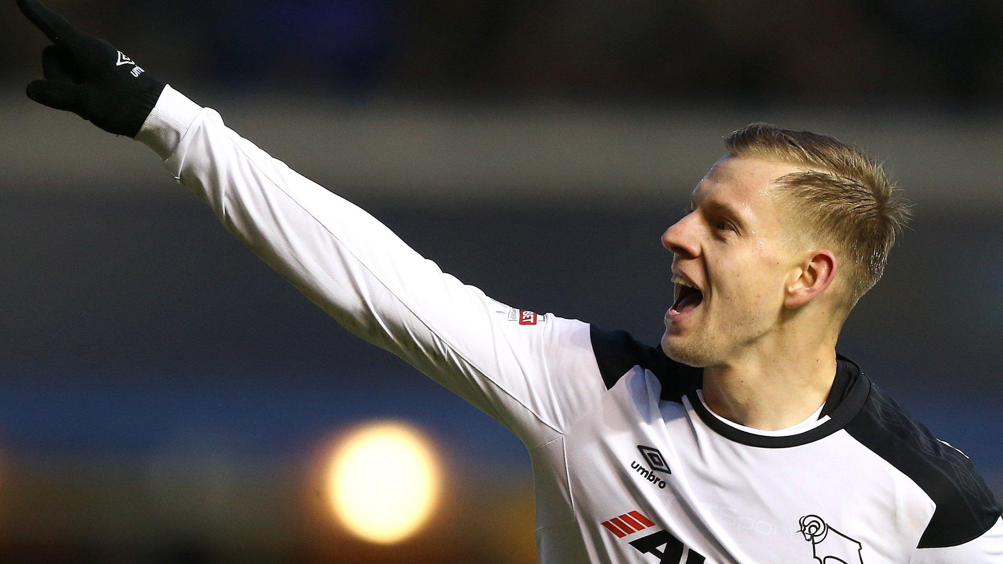 Derby's Matej Vydra celebrates his goal against Birmingham City