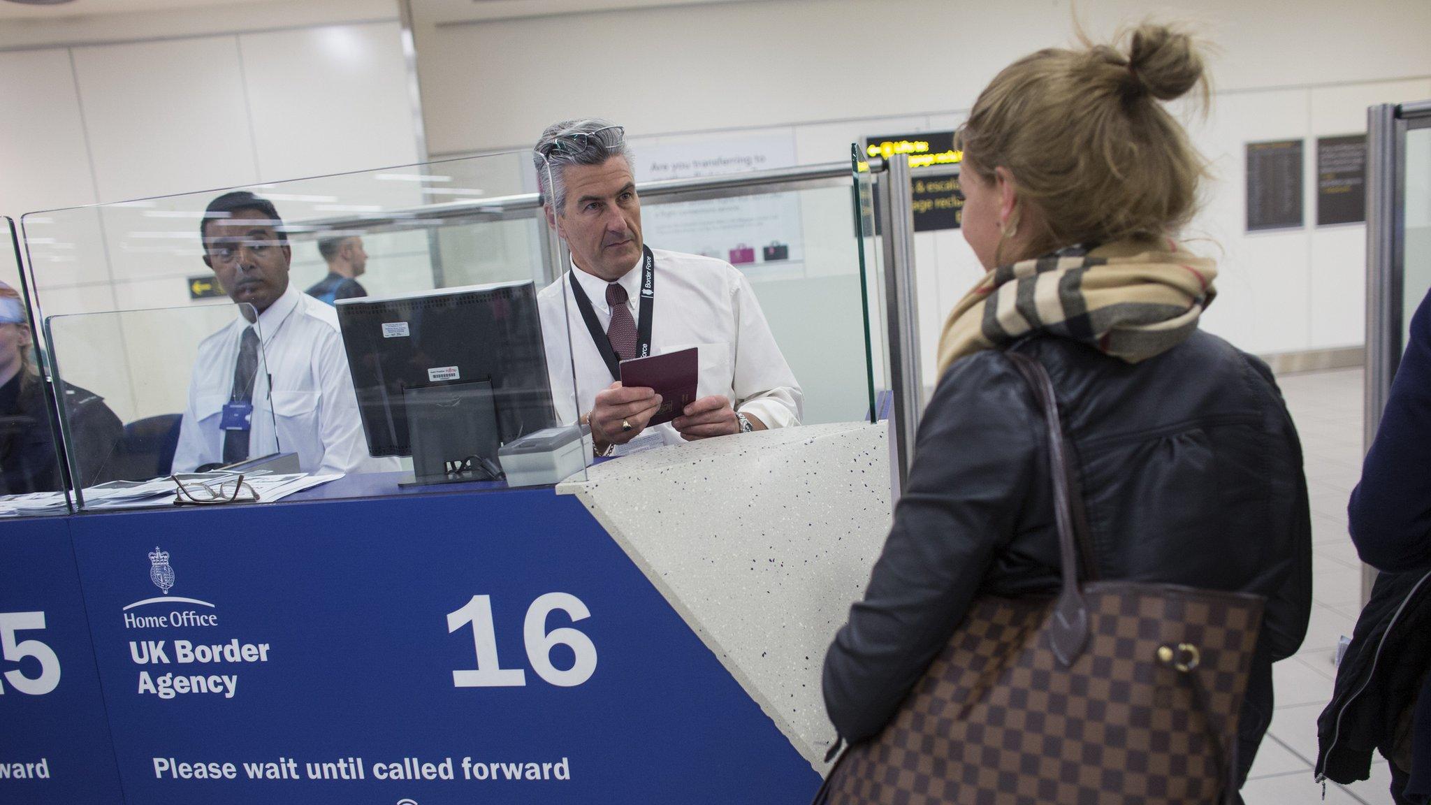 Border desk at airport