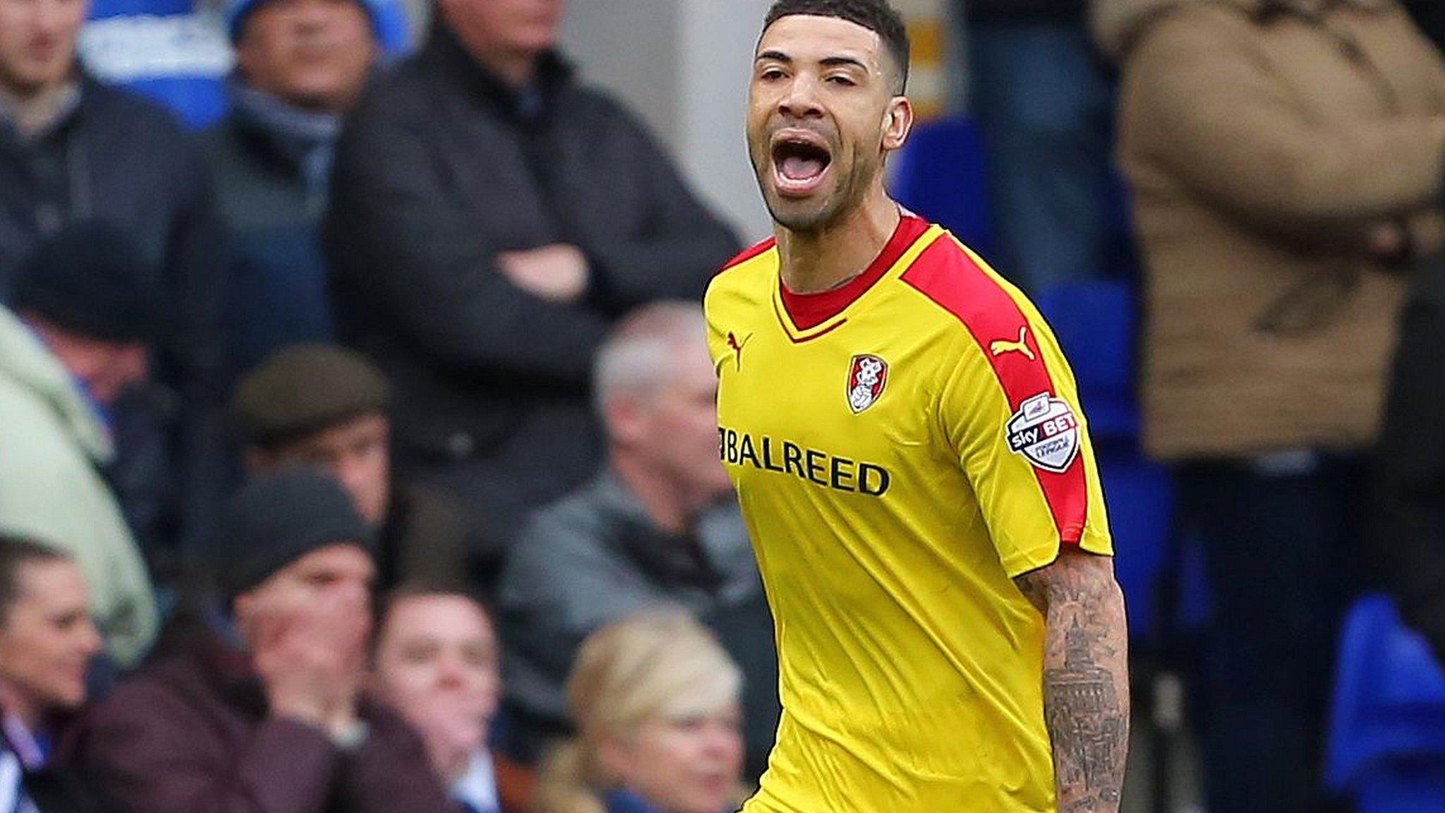 Rotherham's Leon Best celebrates his goal against Ipswich