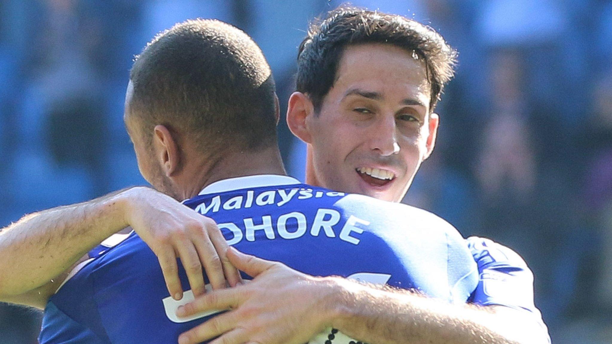 Peter Whittingham celebrates with Kenneth Zohore