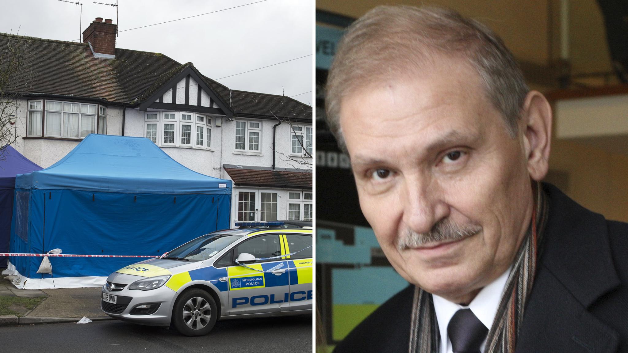 Police outside Nikolai Glushkov's home, Nikolai Glushkov.