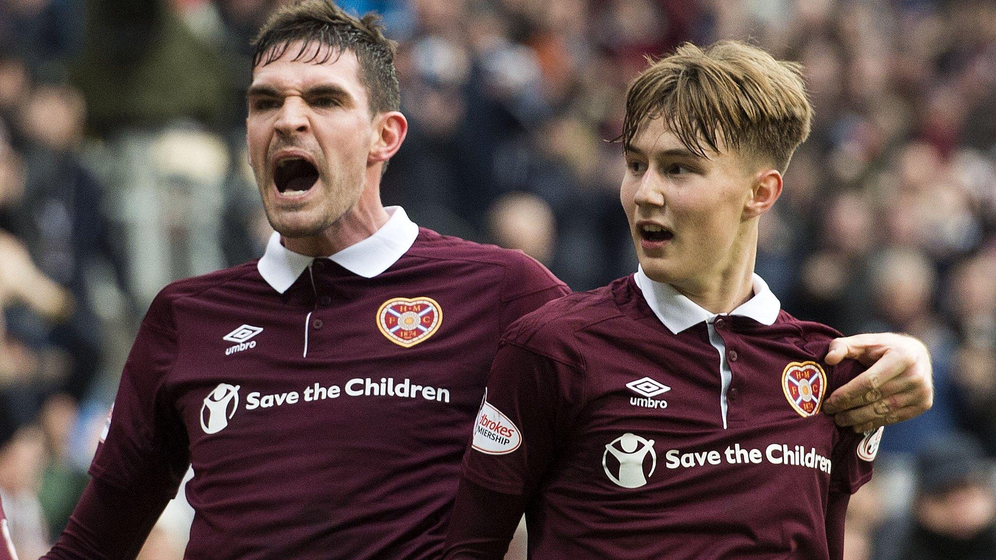 Kyle Lafferty and Jamie Cochrane celebrate the latter's goal