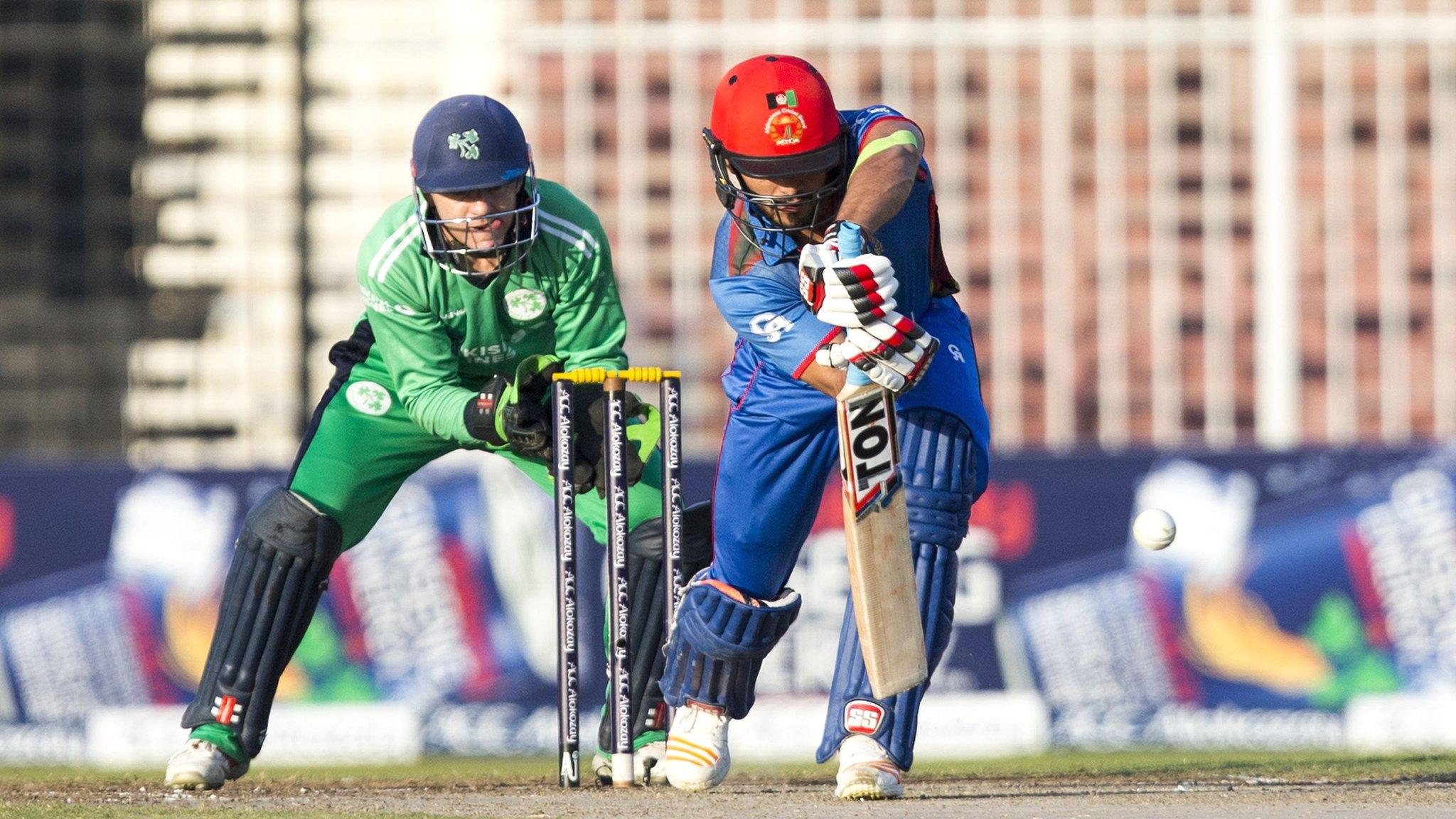 Afghanistan's Gulbadin Naib in action against Ireland