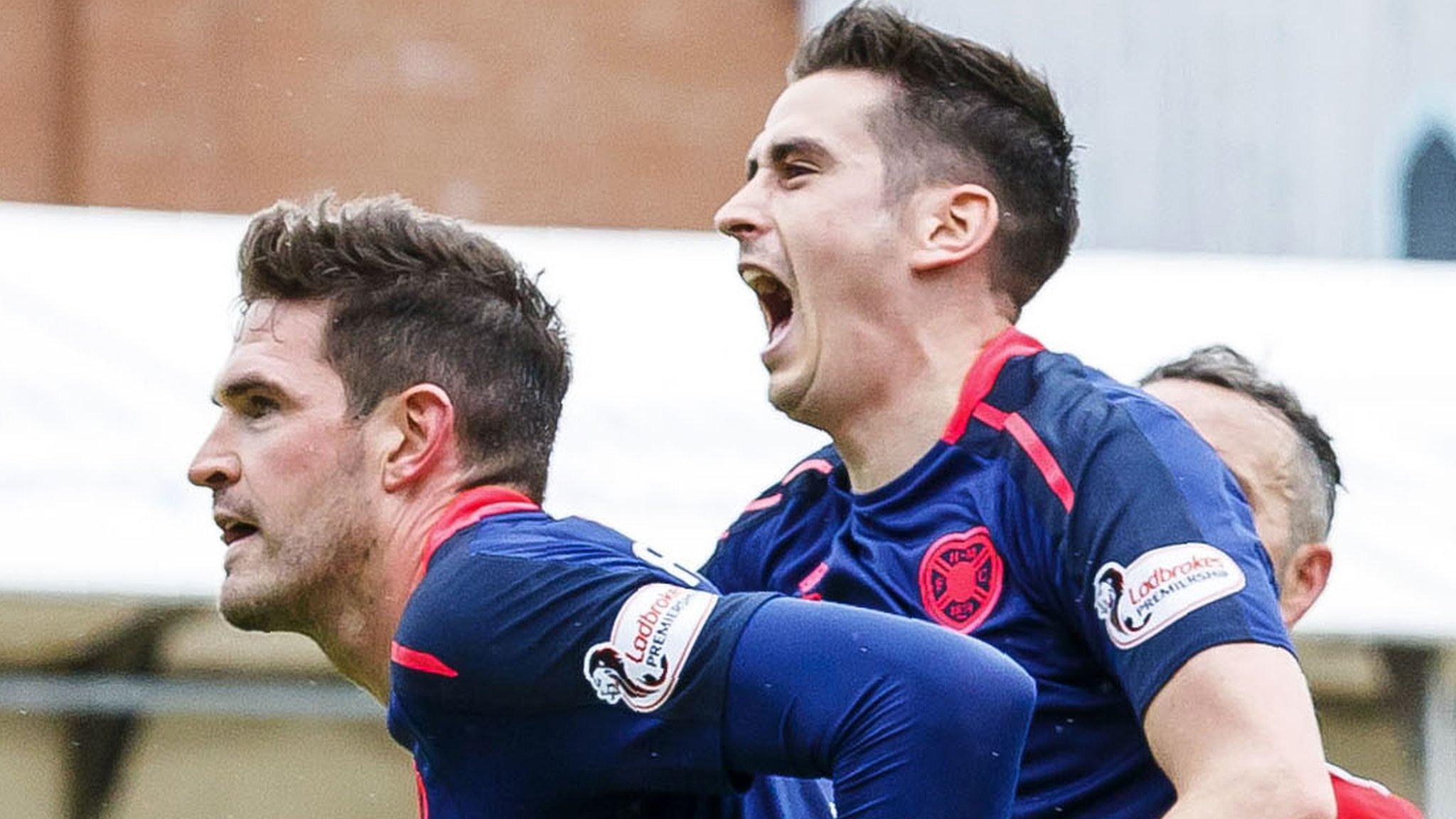 Hearts' Kyle Lafferty and Jamie Walker celebrate