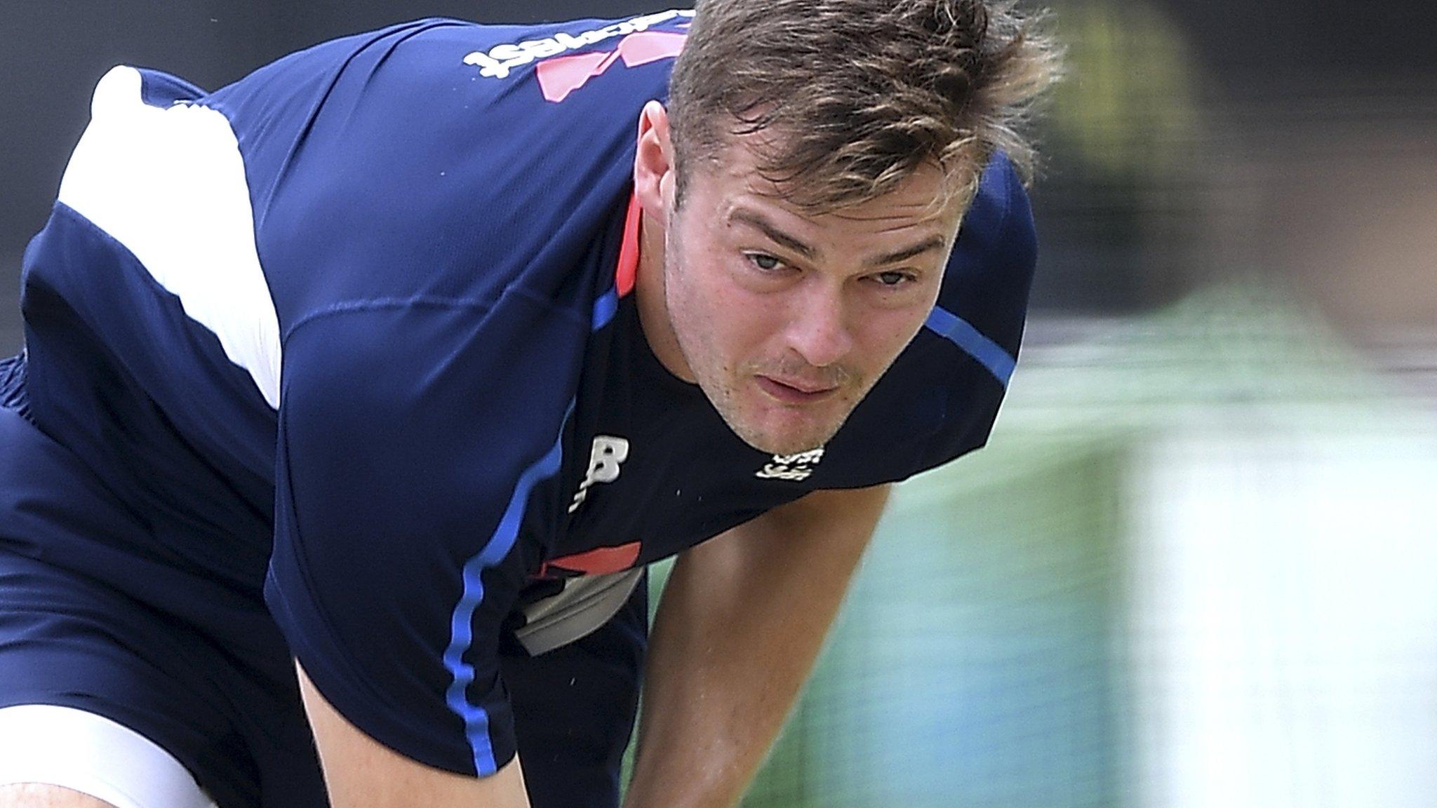 Tom Helm bowls in the nets