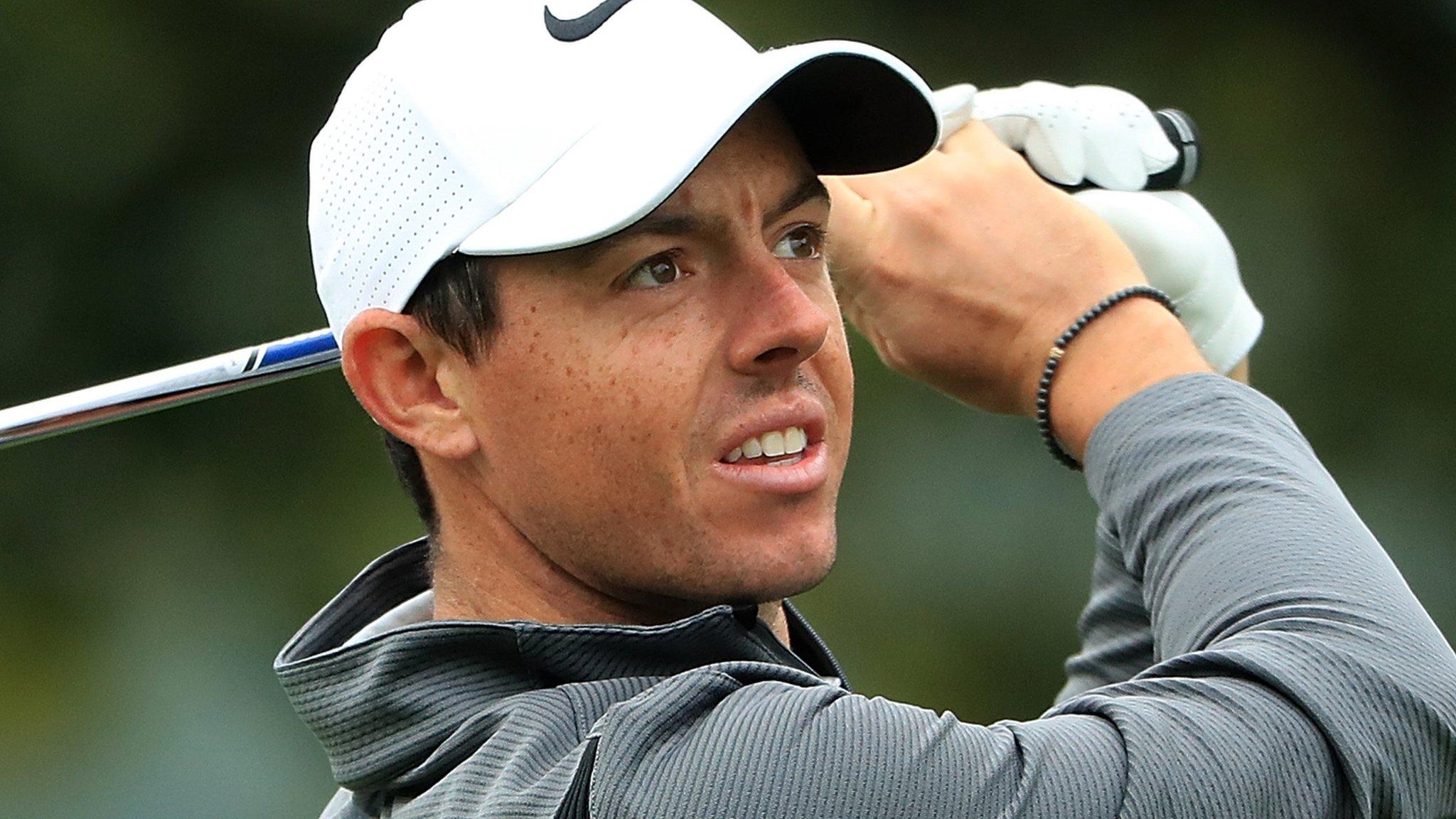 Rory McIlroy plays his second shot to the sixth hole in Wednesday's Pro-Am