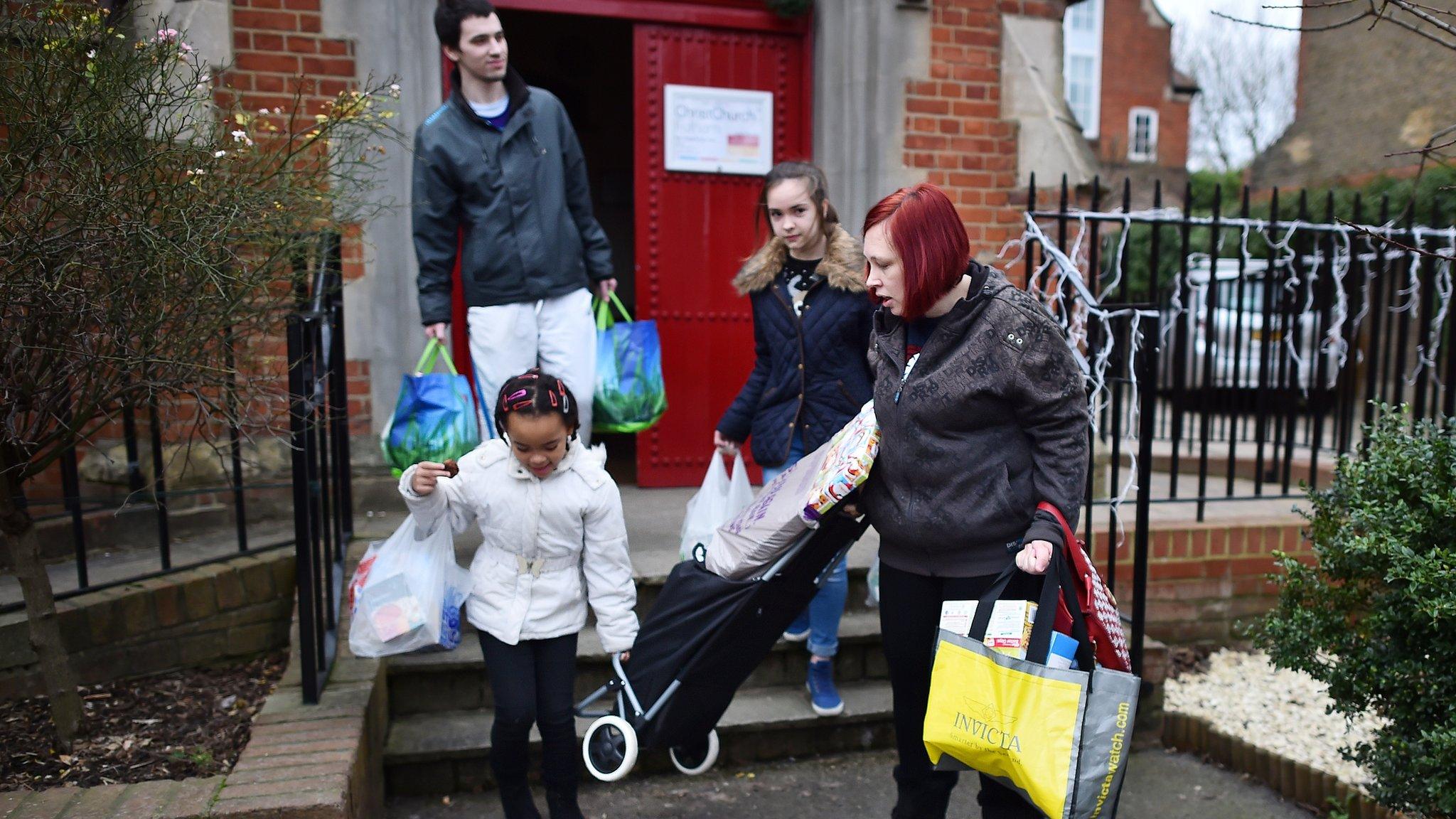 family at food bank