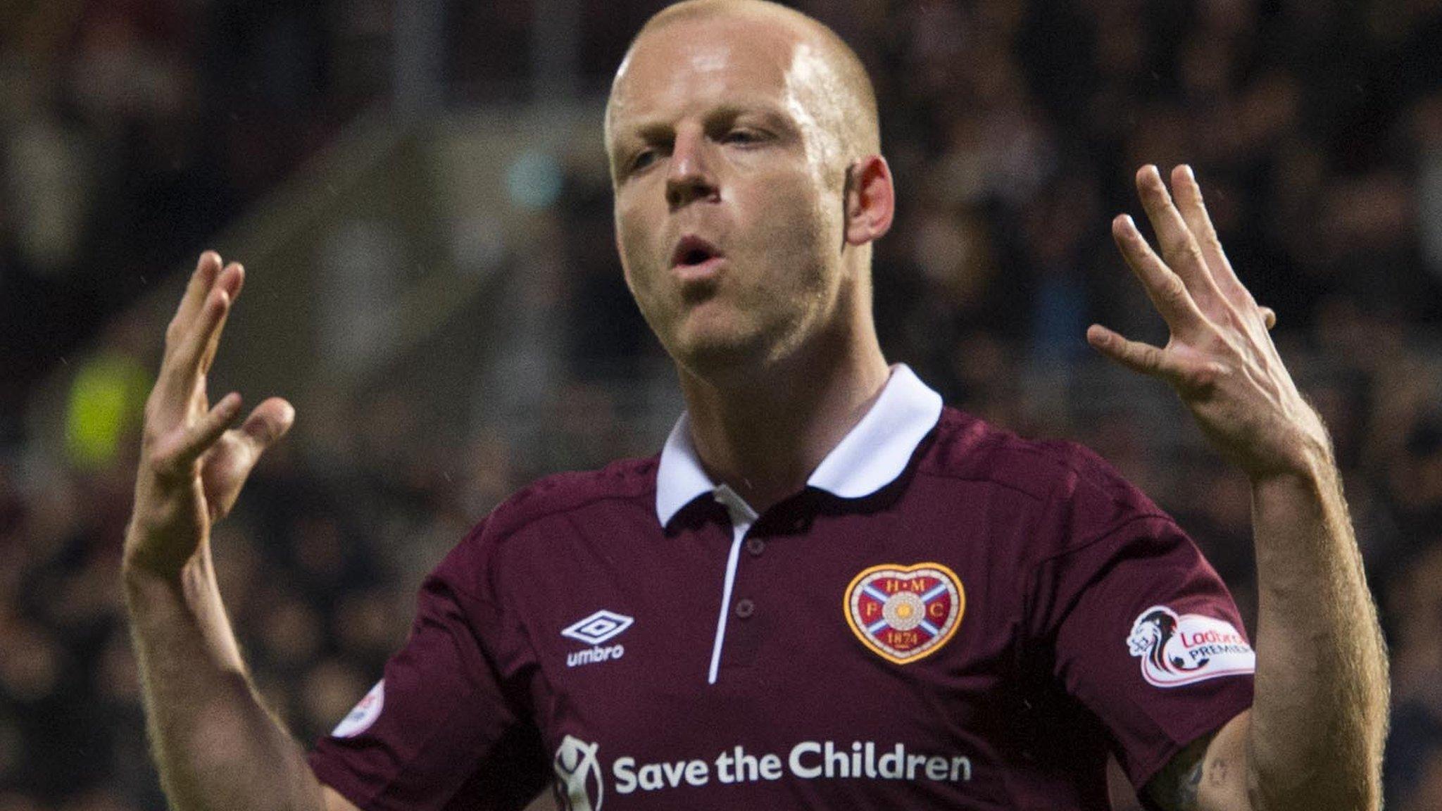 Hearts' Steven Naismith celebrates scoring a goal against Hibernian