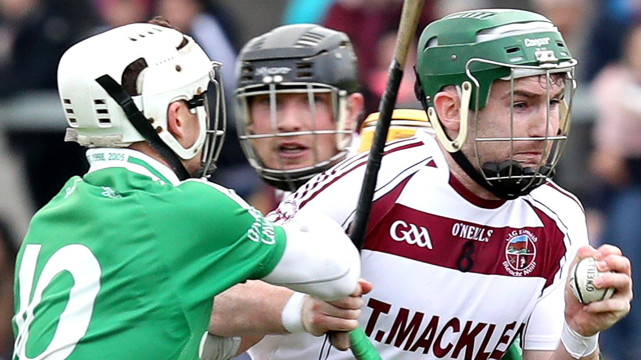 Gerard Bradley (right) had a tremendous game for Slaughtneil