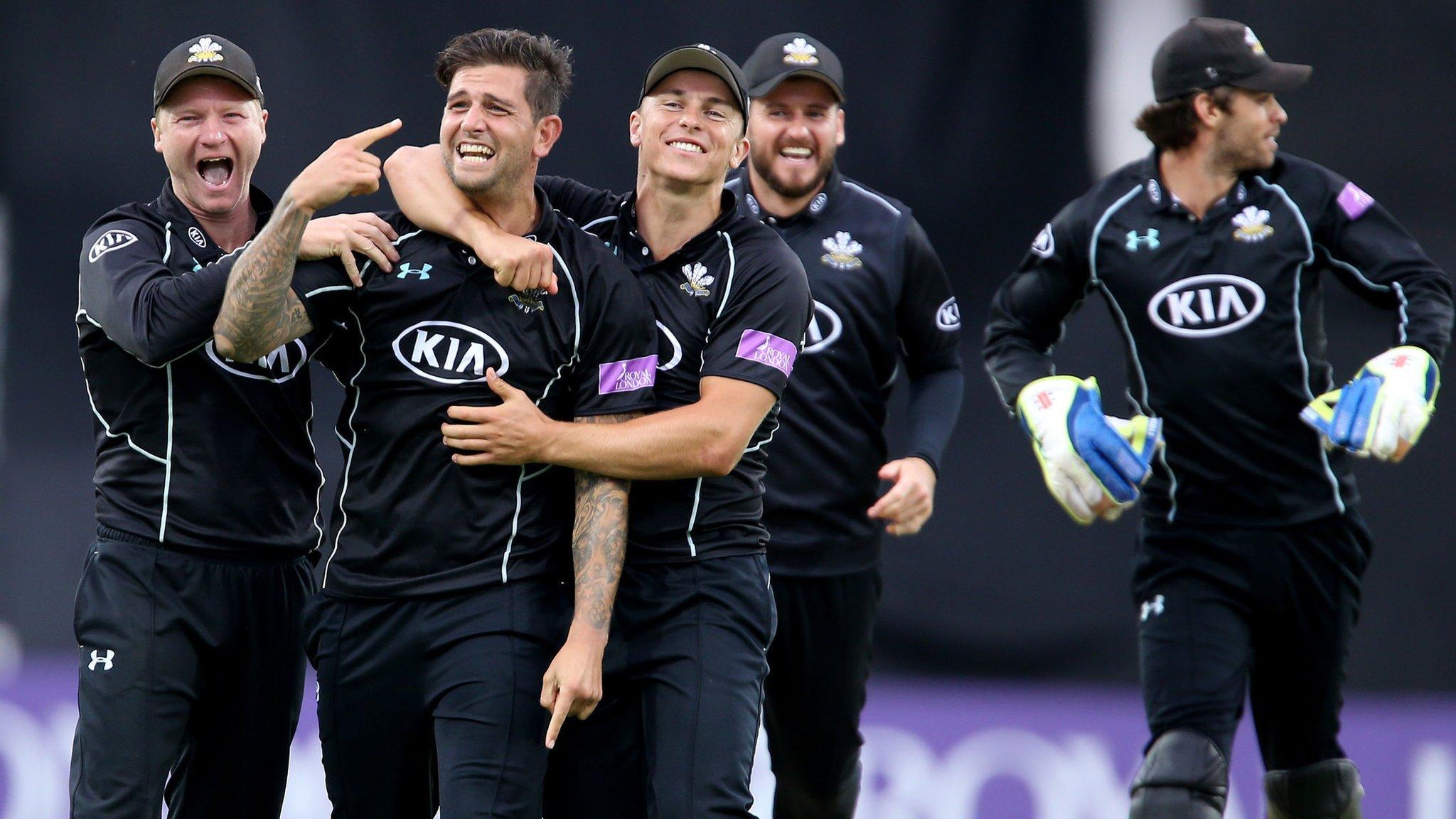 Surrey celebrate beating Yorkshire