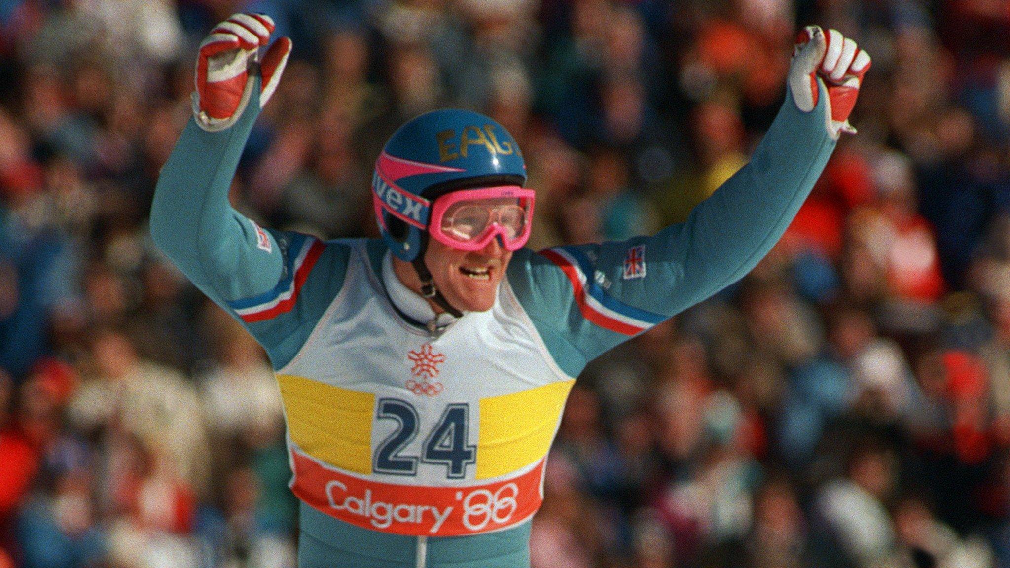 Eddie 'The Eagle' Edwards on a ski slope