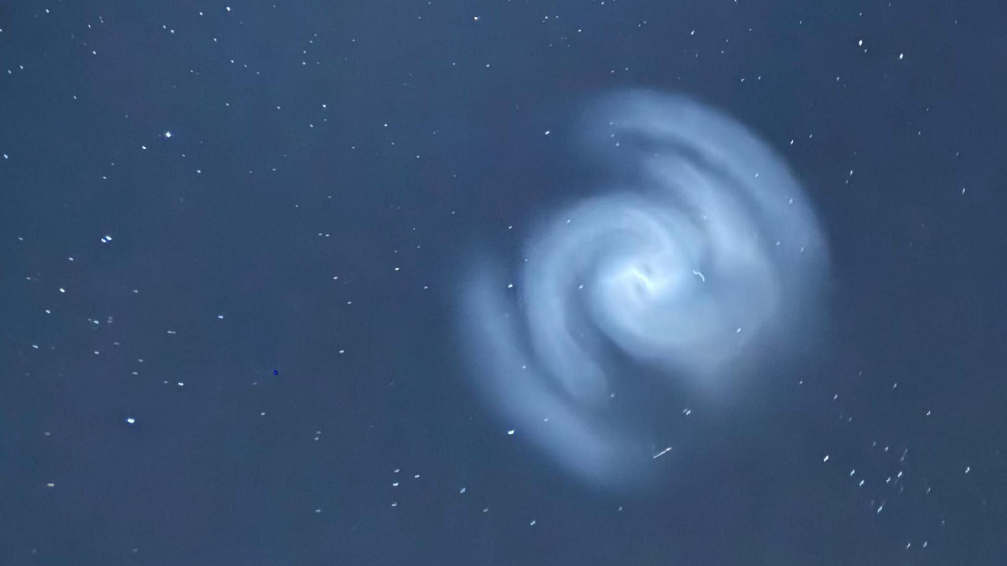 A spiral light in the sky seen over Ashover in Derbyshire