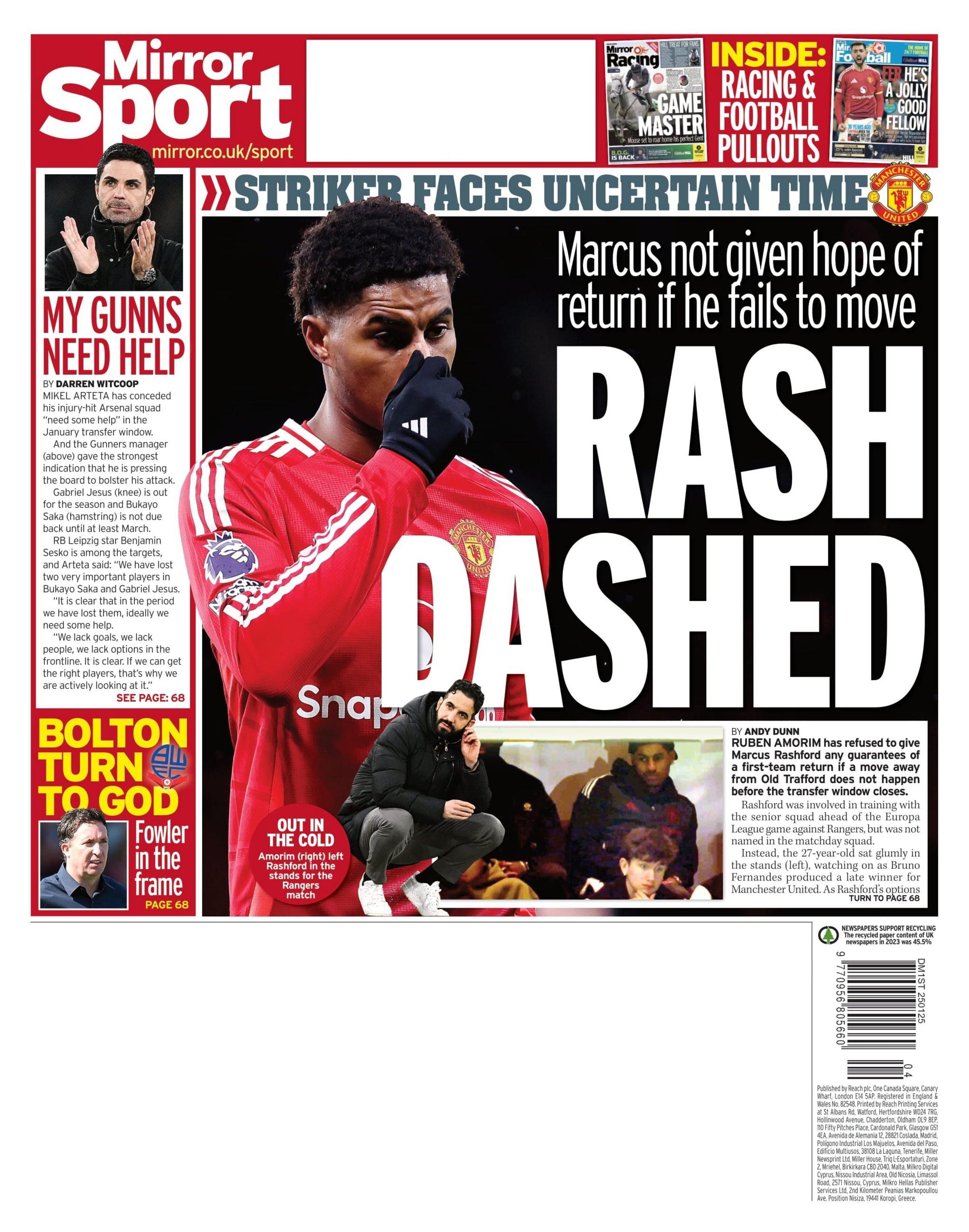  Daily Mirror back page