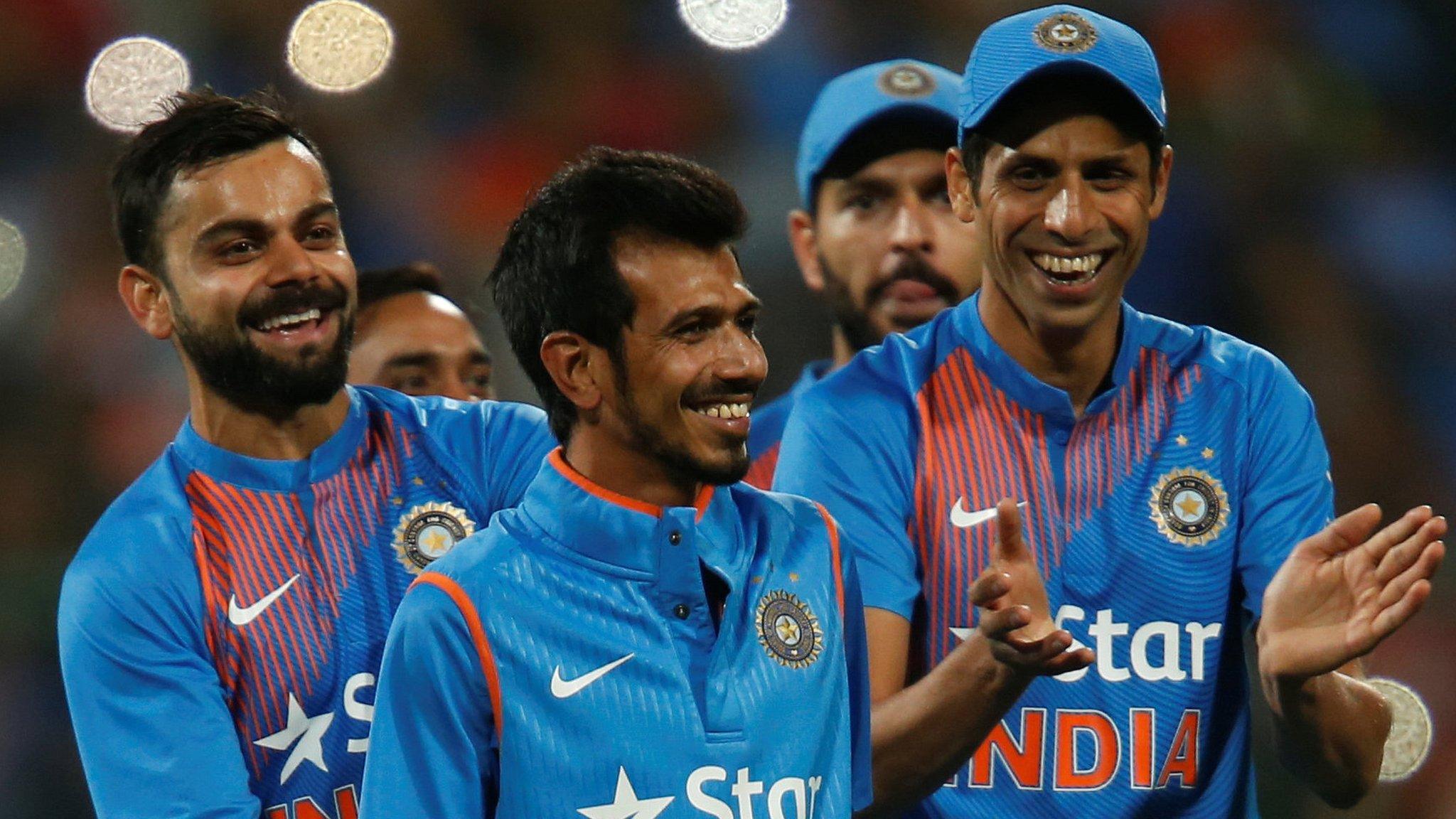 India celebrate after winning the Twenty20 series