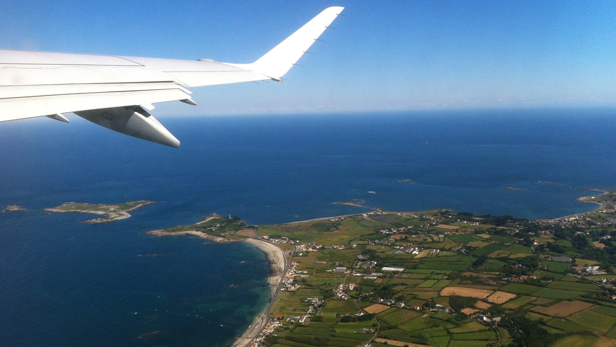 Aerial view from a plane of Guernsey