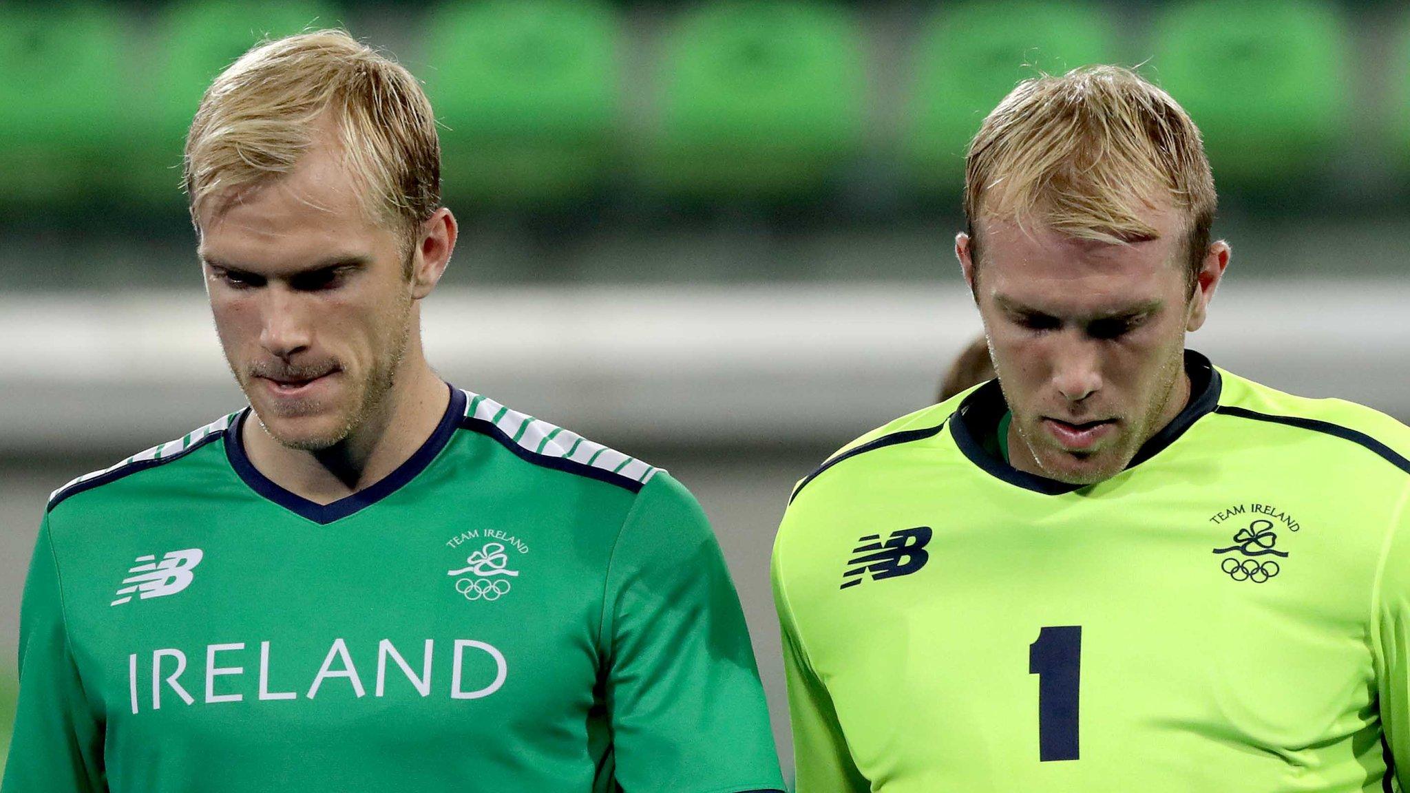 Brothers Conor and David Harte show their disappointment after Ireland's 5-0 defeat by the Netherlands in Rio