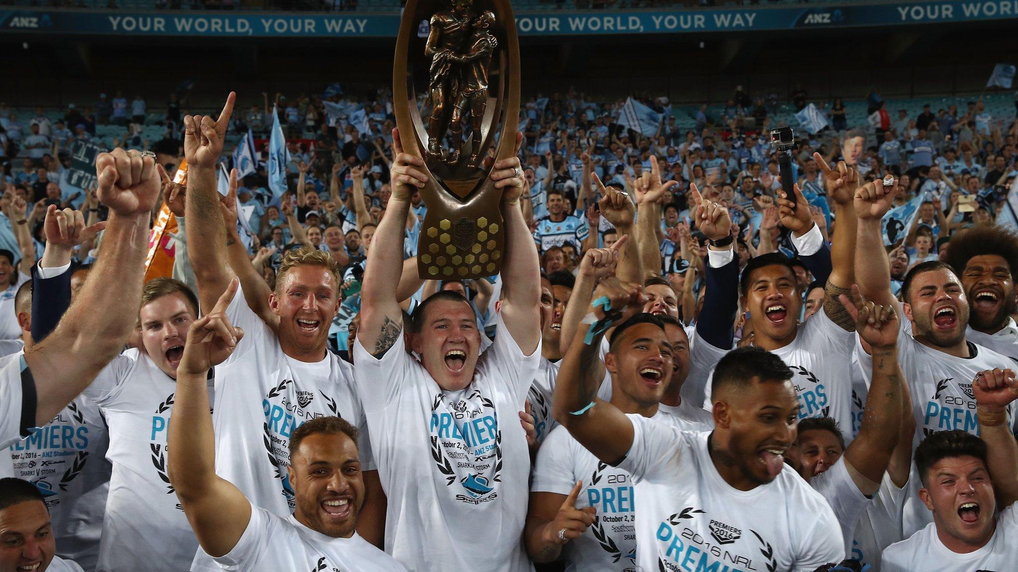 Cronulla Sharks celebrate their NRL premiership win