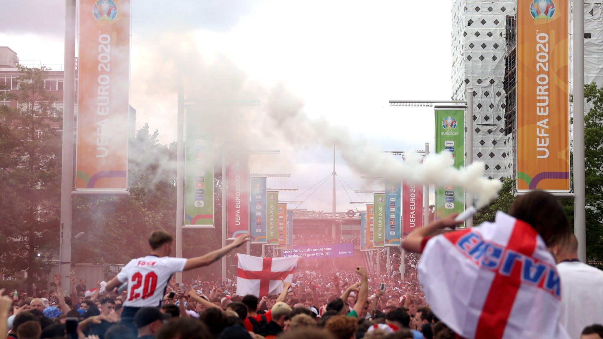 Fan arrive at Wembley