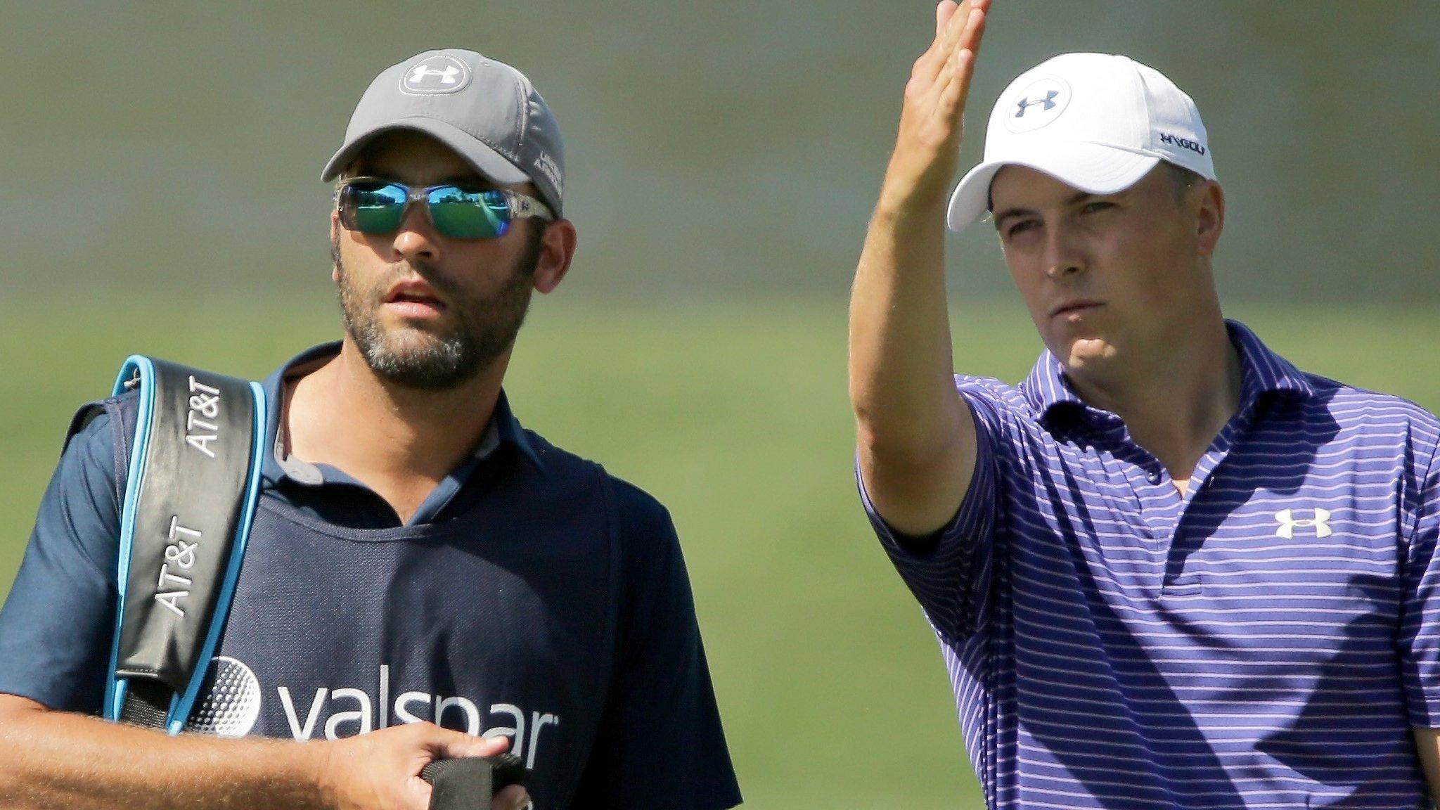 Jordan Spieth (right) and caddie Michael Greller