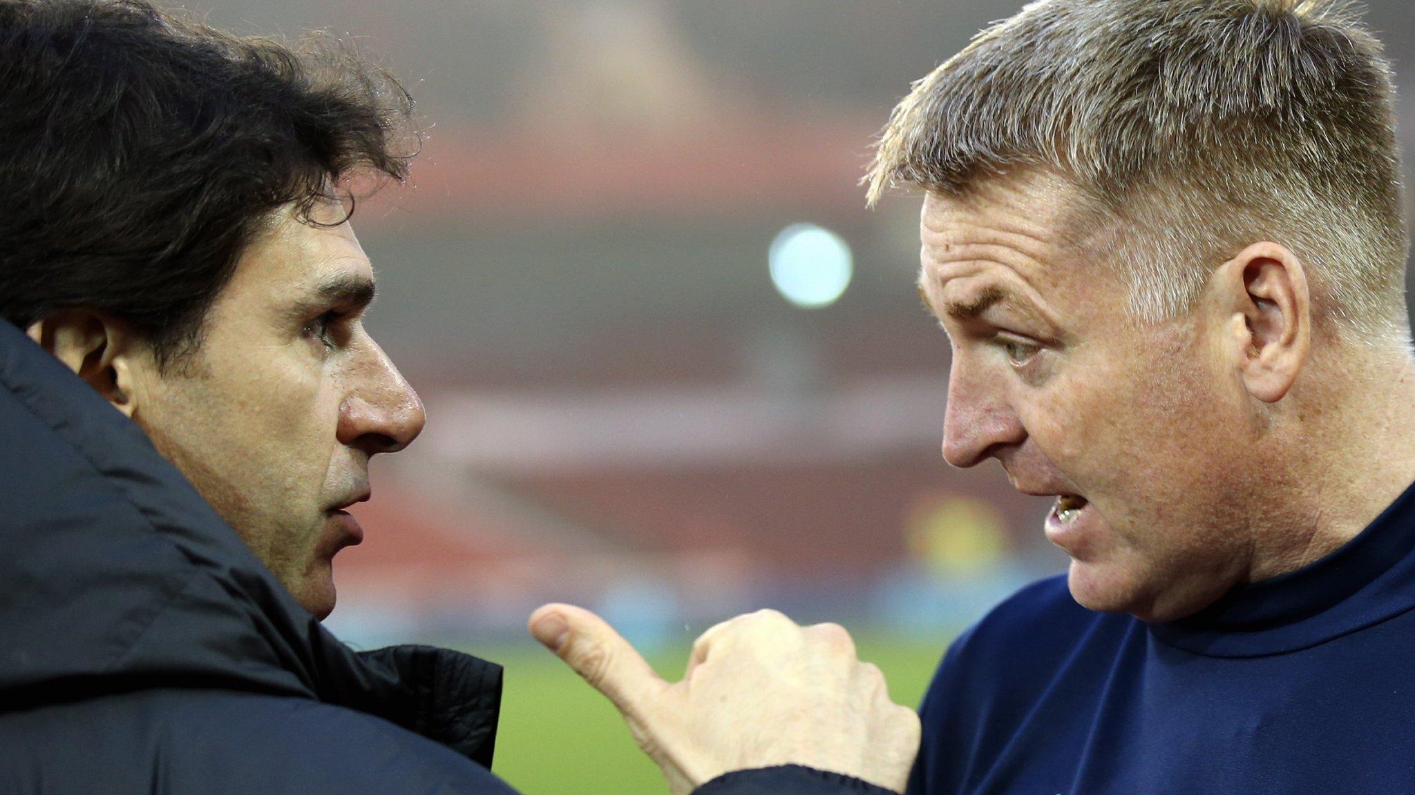 Nottingham Forest boss Aitor Karanka (left) and Brentford manager Dean Smith