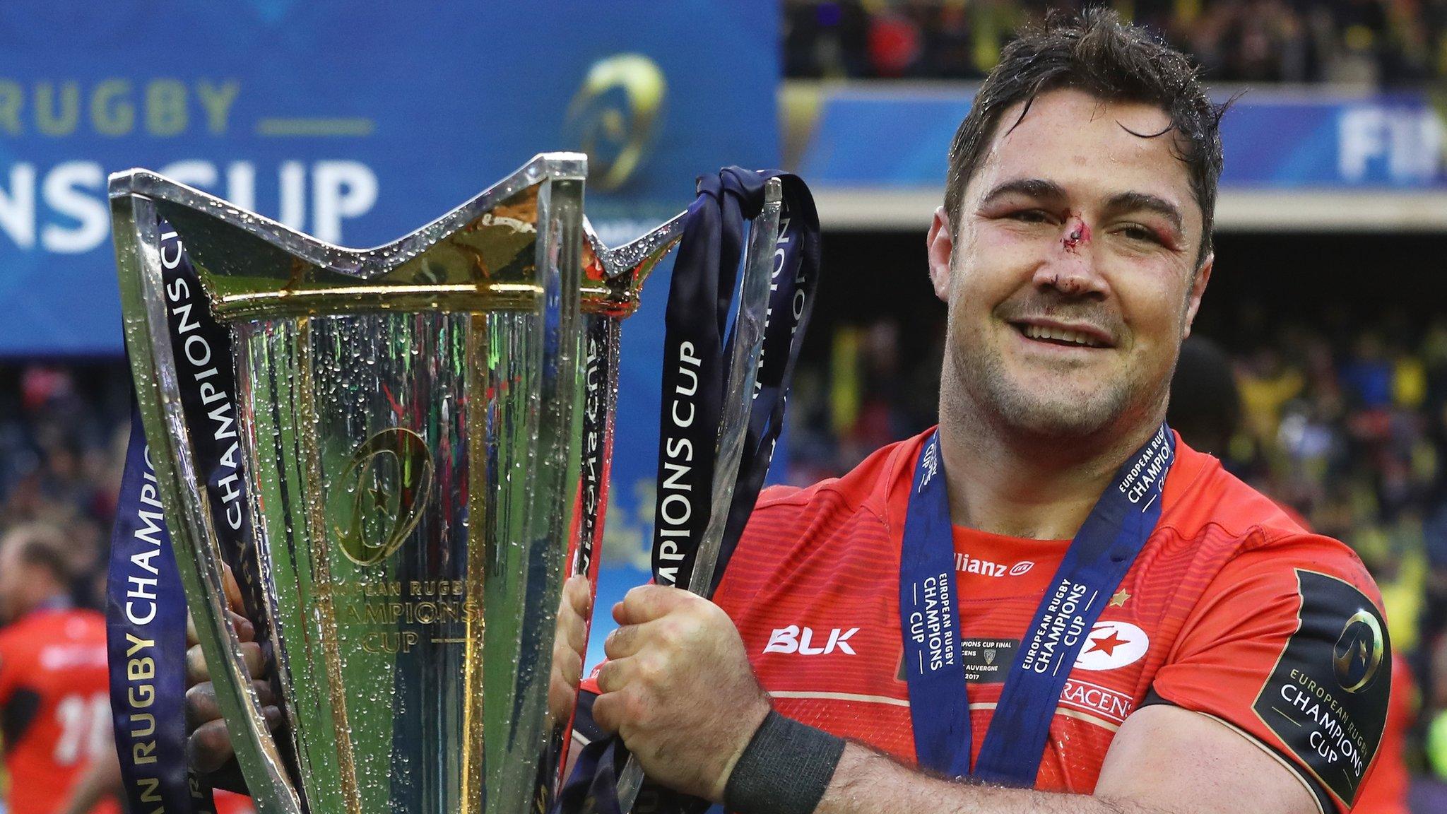 Saracens captain Brad Barritt poses with the Champions Cup