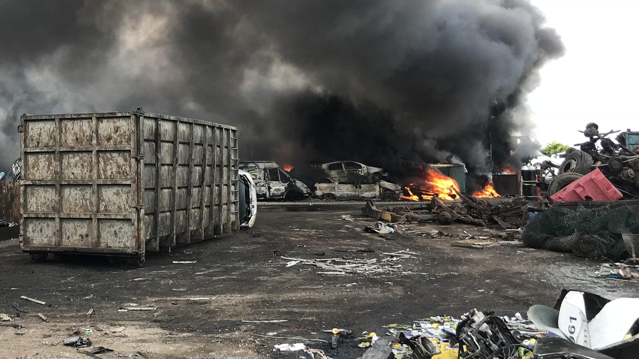 Fire in scrap yard