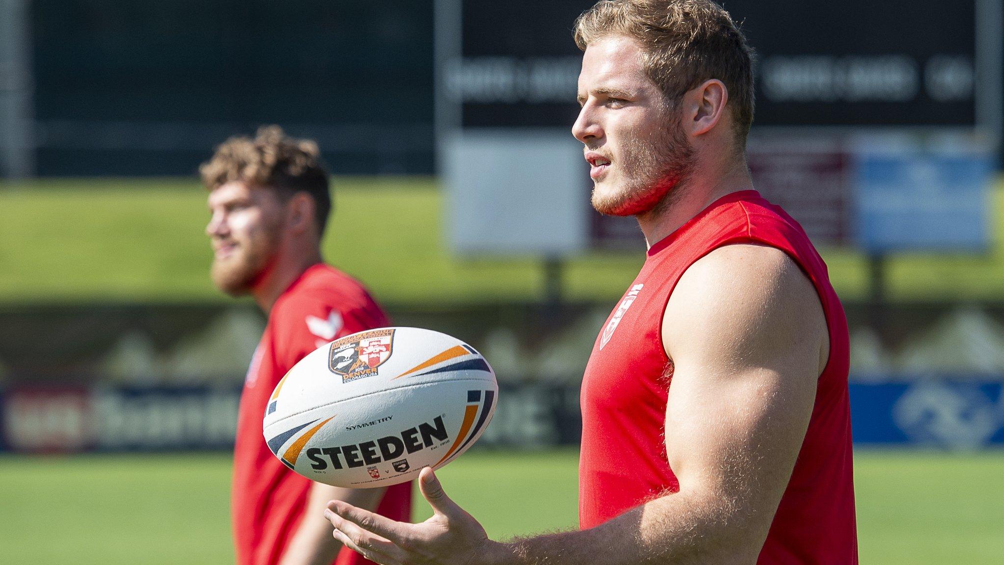 Tom Burgess in training with England