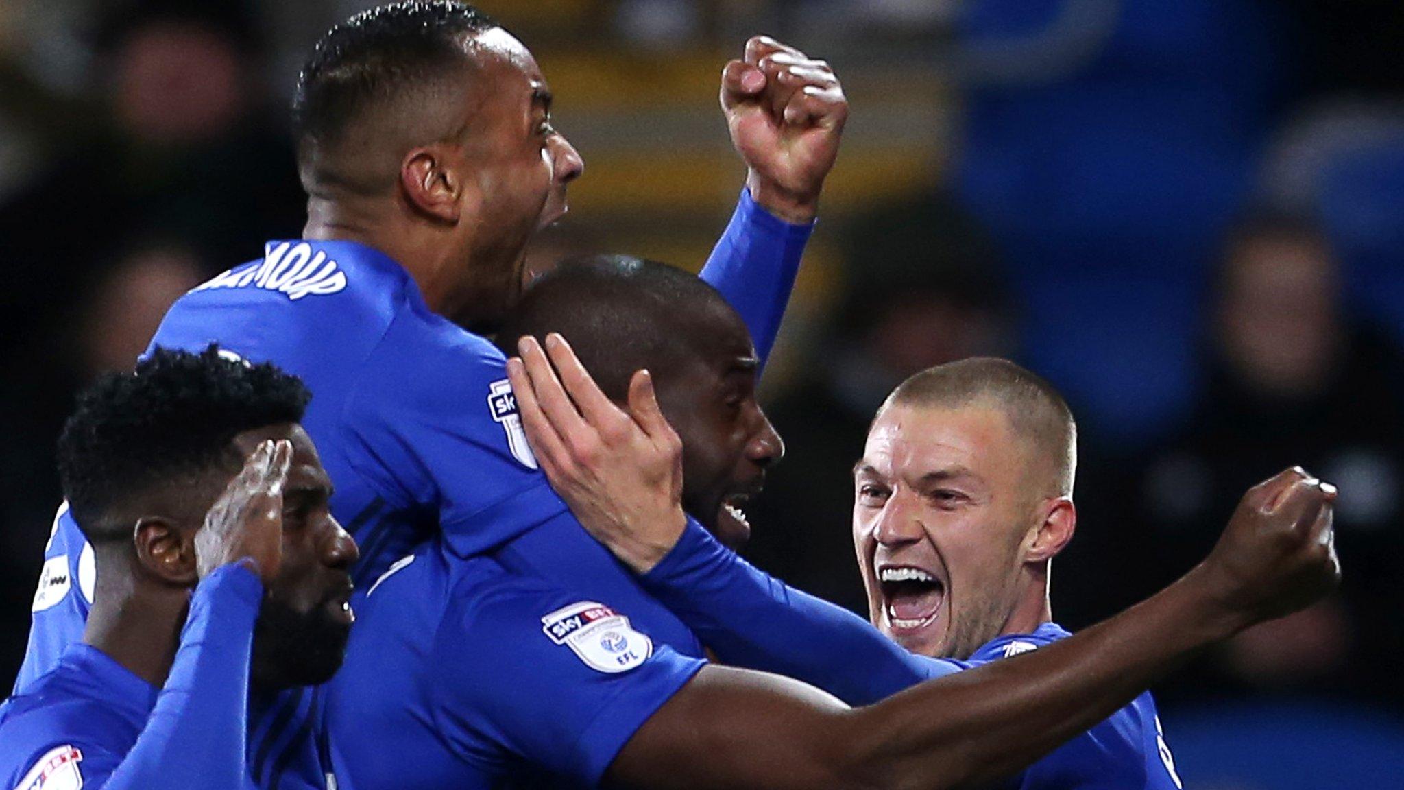 Sol Bamba and his Cardiff team-mates celebrate