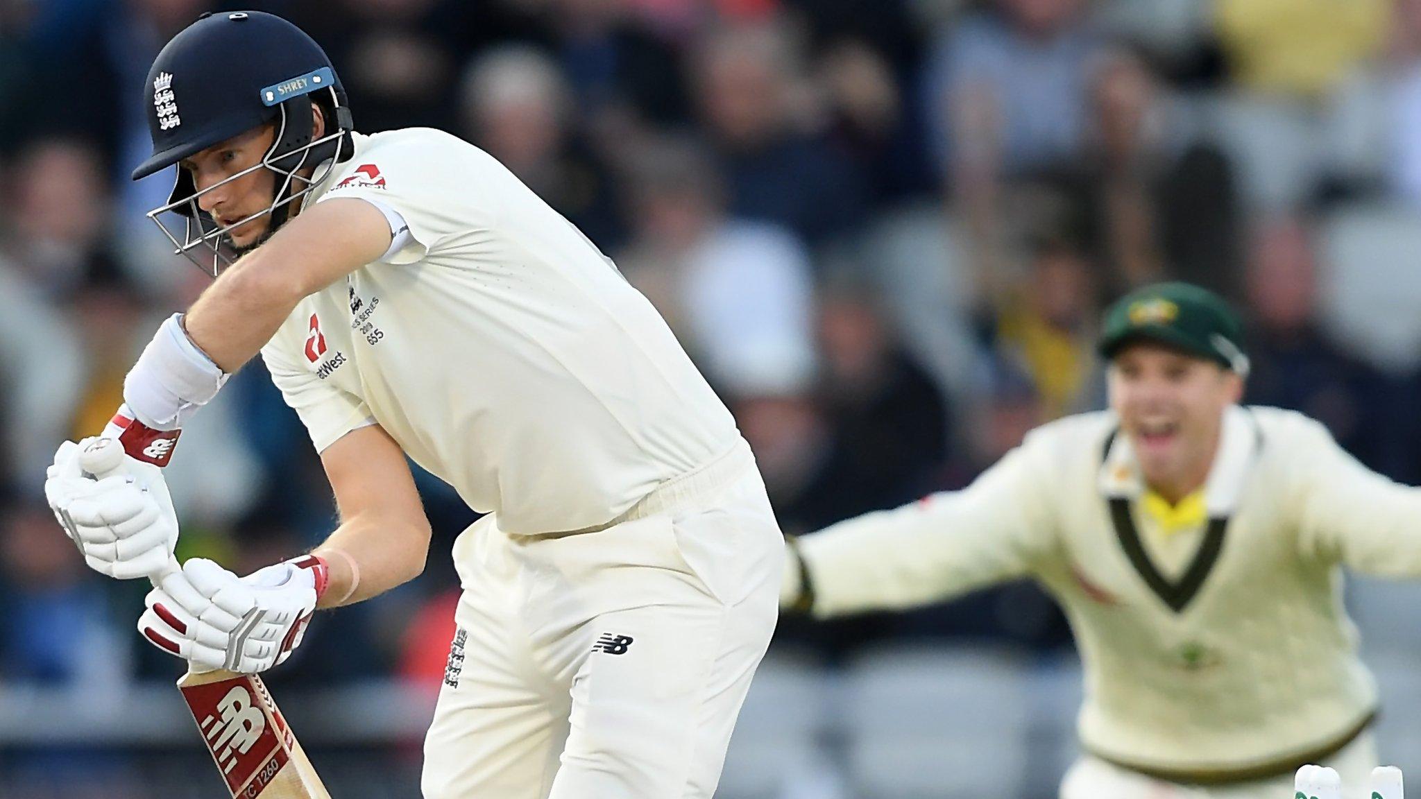 England's Joe Root is bowled by Australia's Pat Cummins