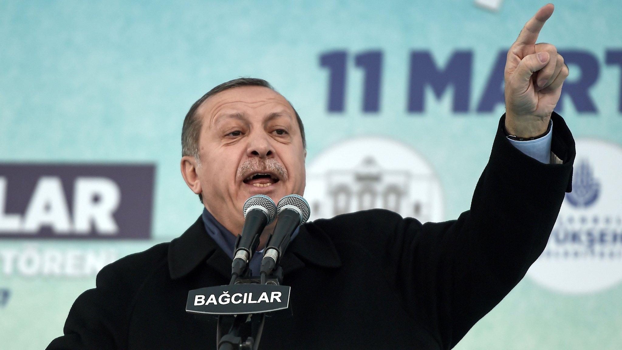 Turkish President Recep Tayyip Erdogan at a rally in Istanbul. Photo: 11 March 2017