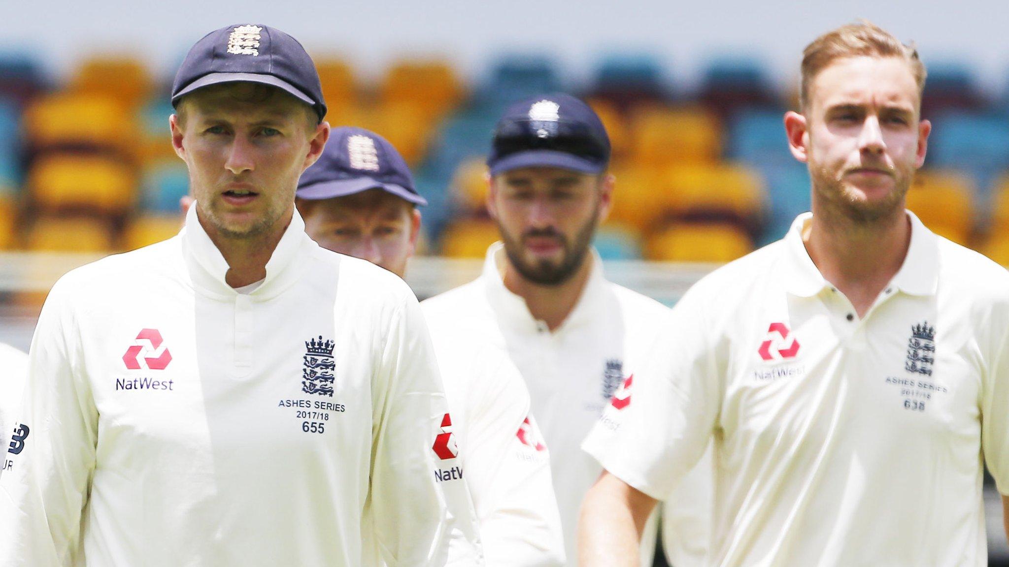 Joe Root leads a beaten England side from the field