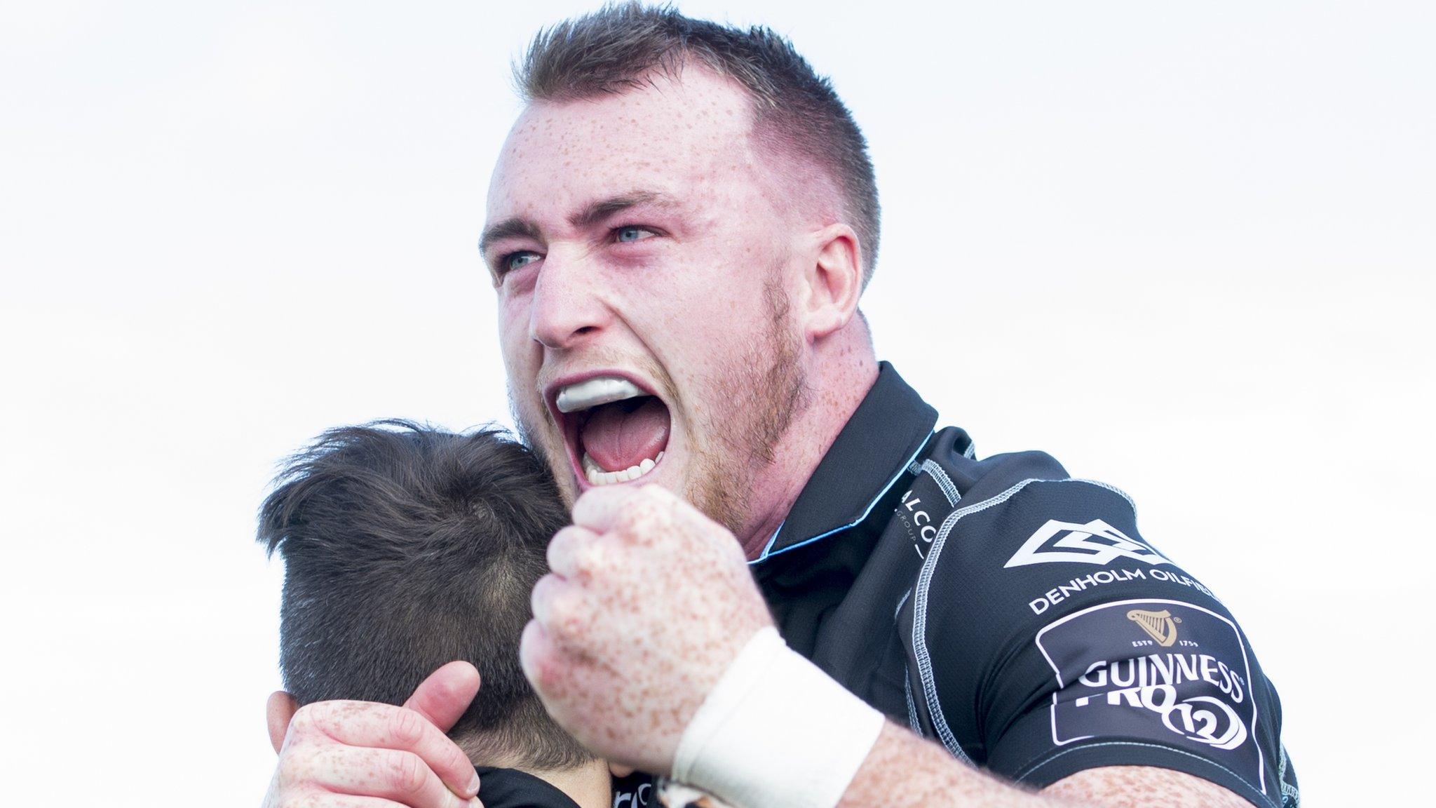 Stuart Hogg celebrates a try for Glasgow