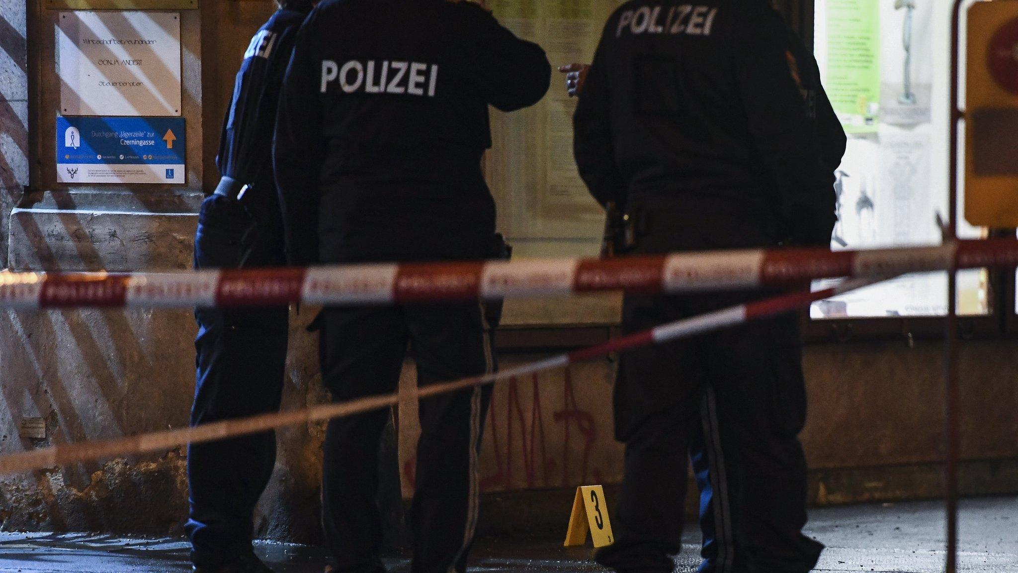 Police search the area at the Praterstrasse in Vienna, Austria, 07 March 2018.