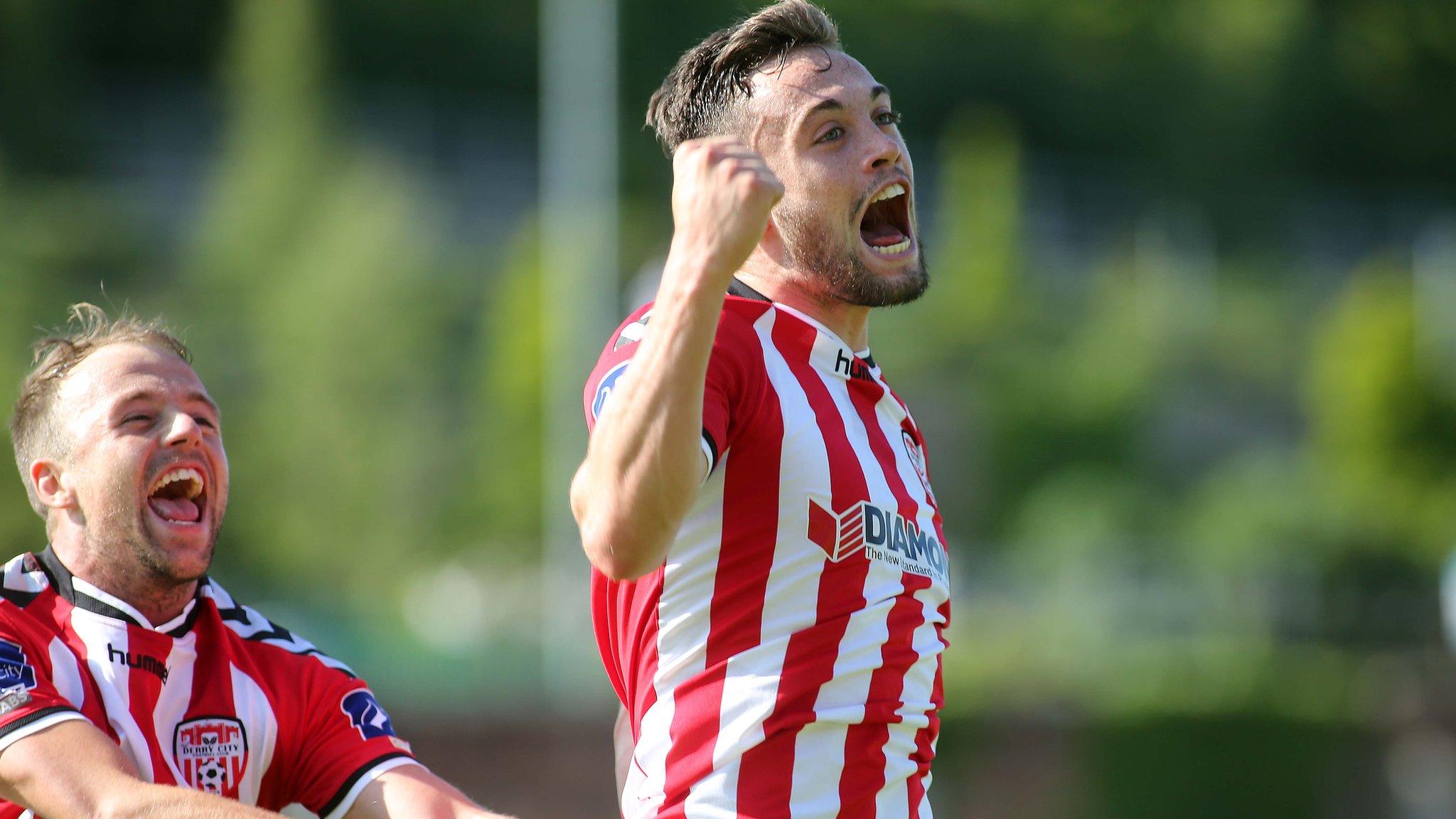 Nathan Boyle celebrates his goal against Bray