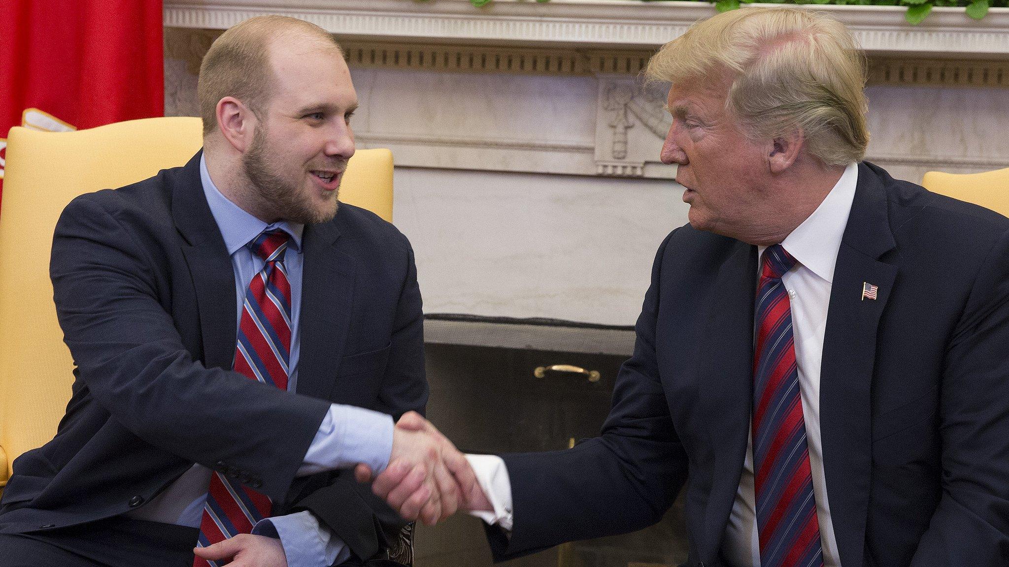 US President Donald Trump with Joshua Holt in the White House. 26 May 2018