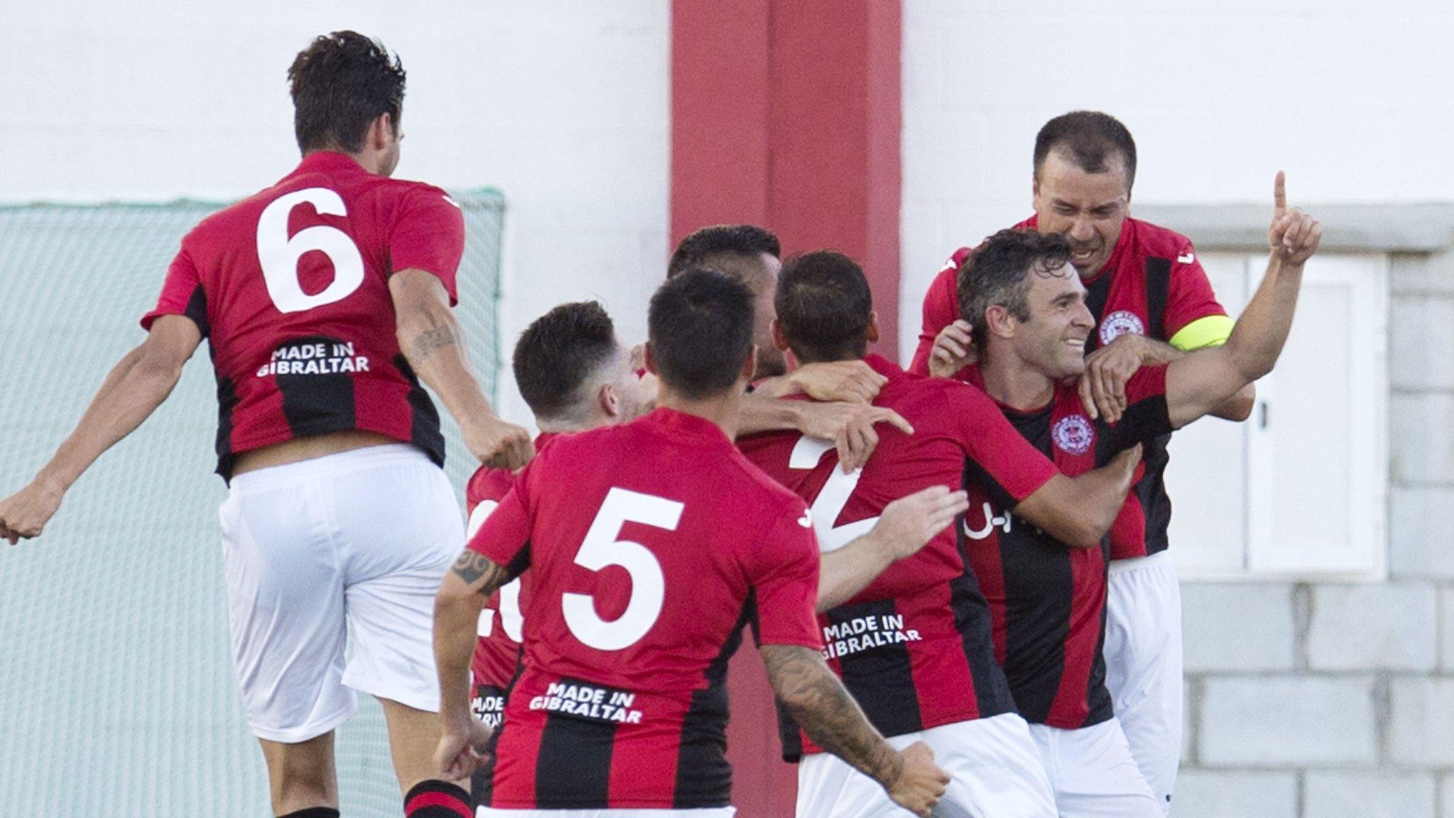 Lincoln Red Imps celebrate taking the lead